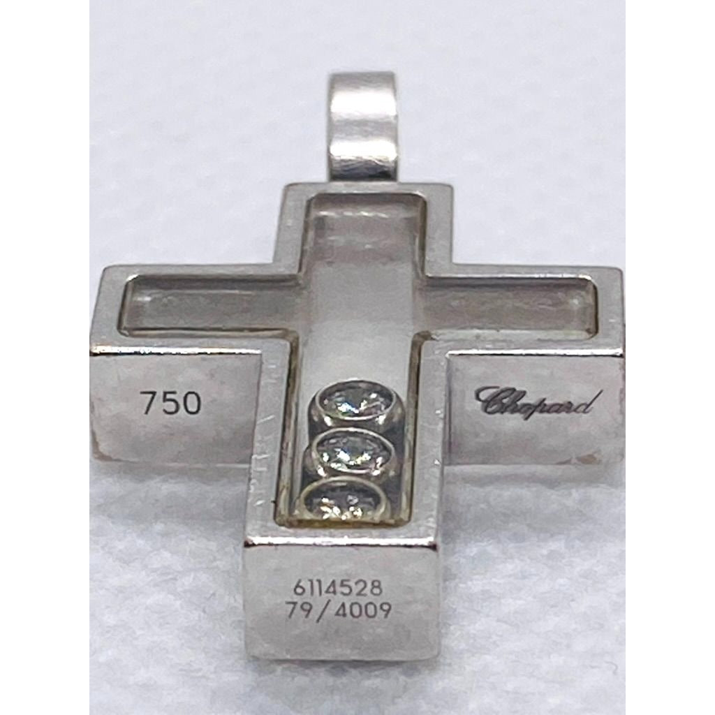 Chopard Happy Diamonds 18K 750 White Gold Cross Pendant Charm