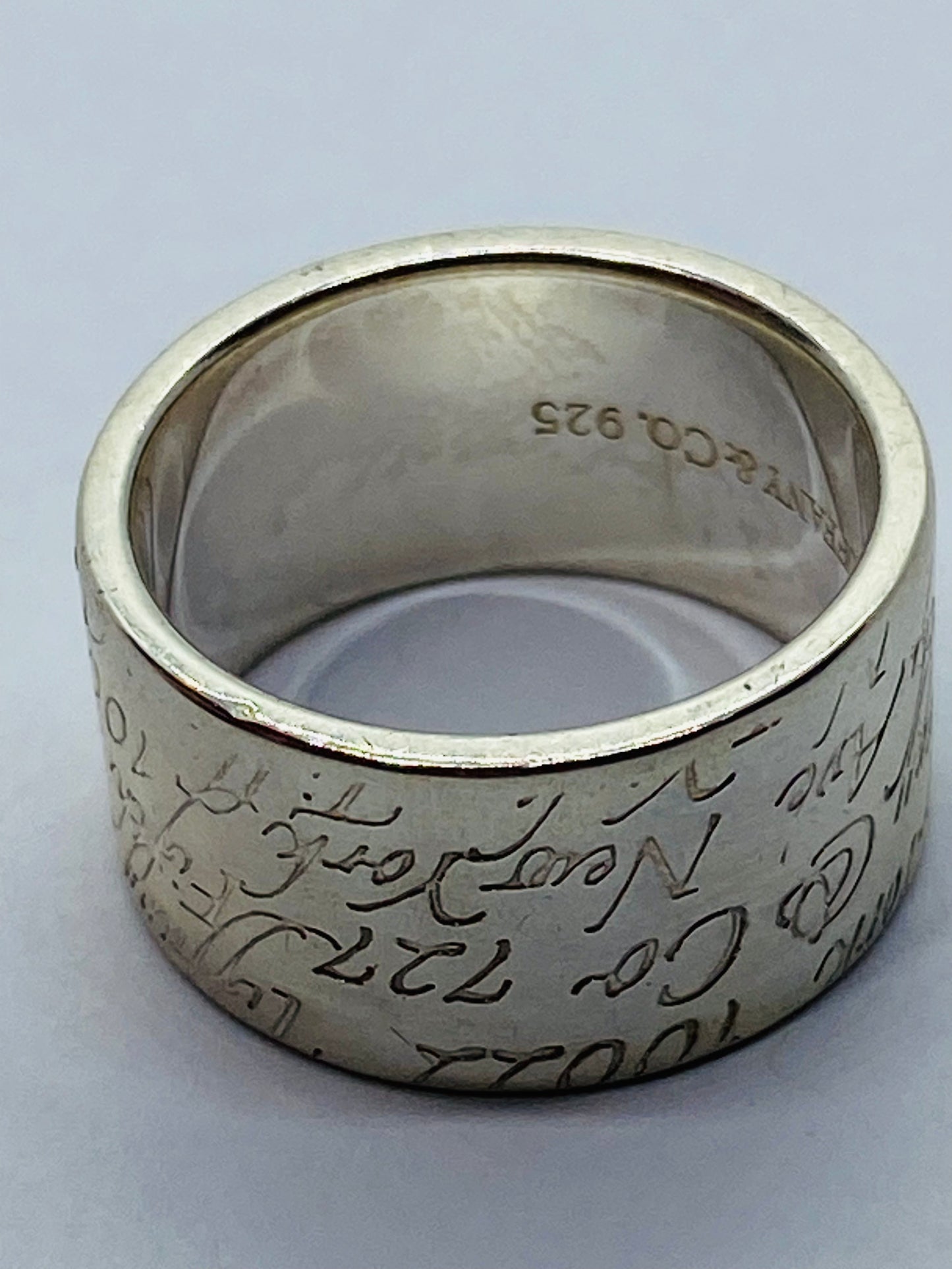 Tiffany & Co Silver Wide Notes Fifth Ave Ring Size 5.5 10mm Wide