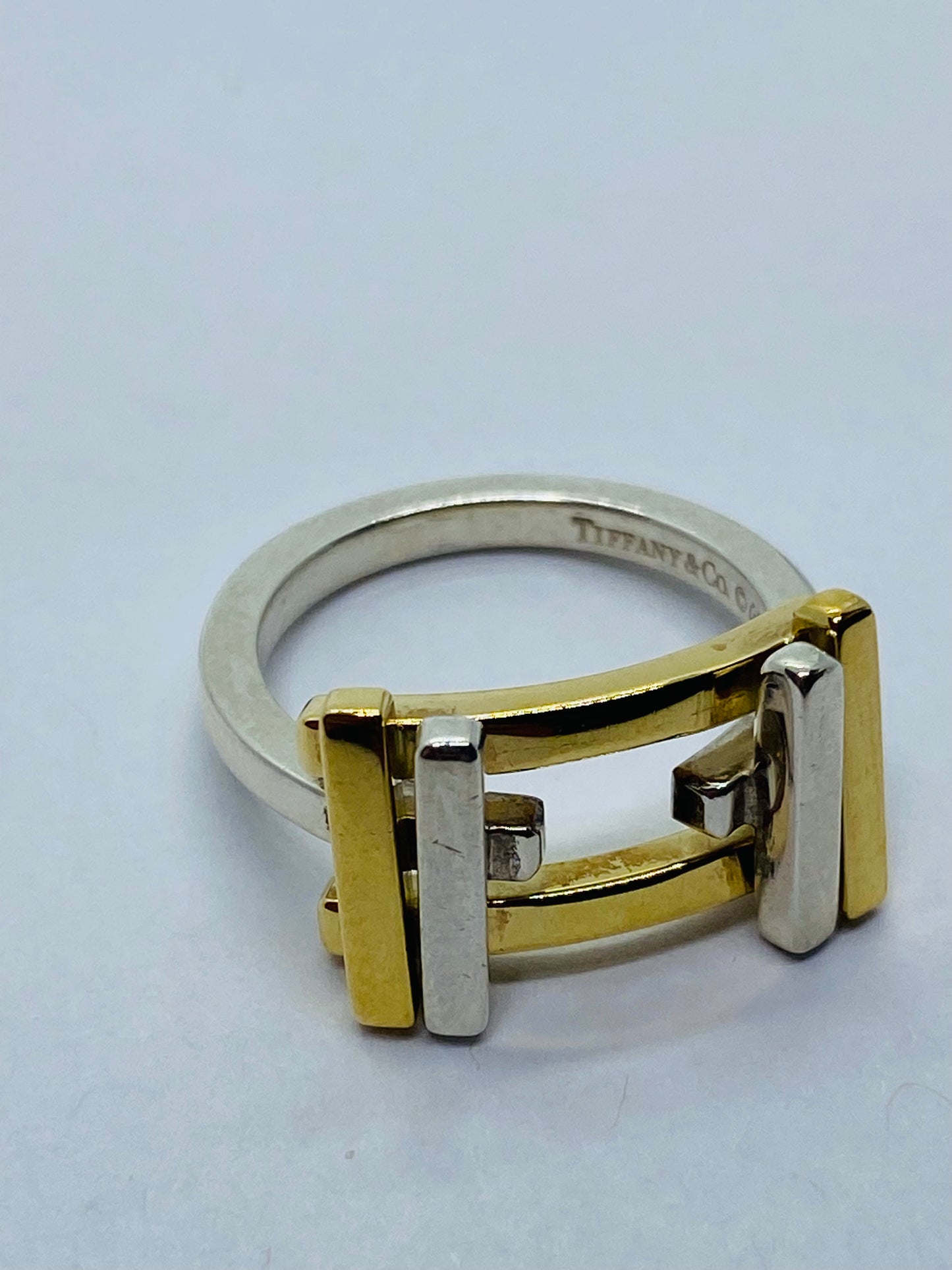 Tiffany & Co Frank Gehry Sterling 18k Gold Axis Flex Band Ring Size 5.5