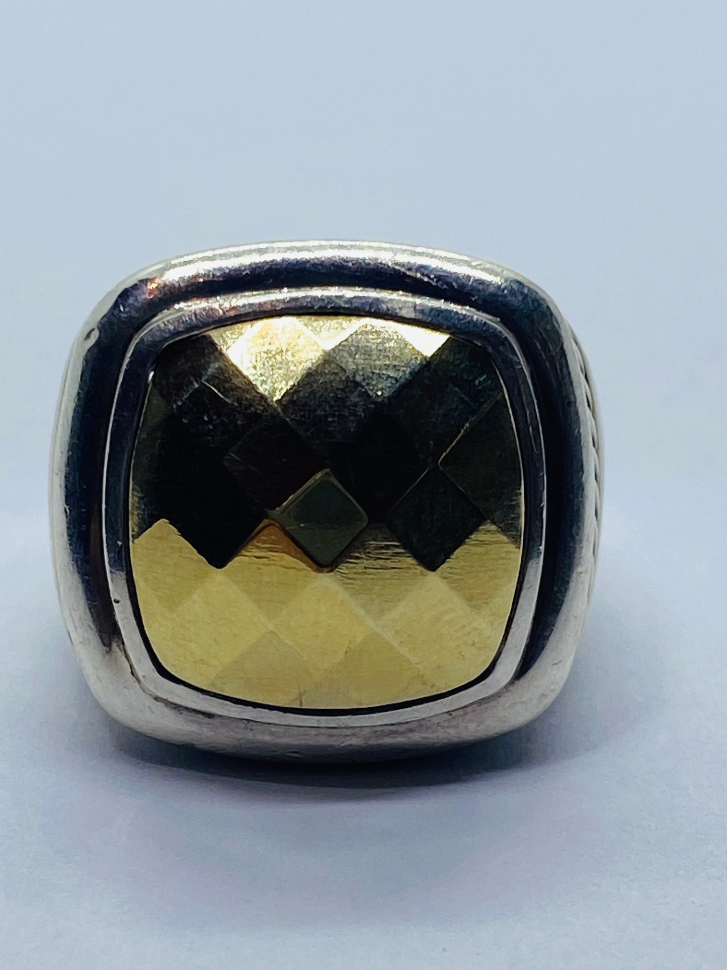 David Yurman Albion Faceted Dome Ring in 18kt Gold/Sterling Size 6