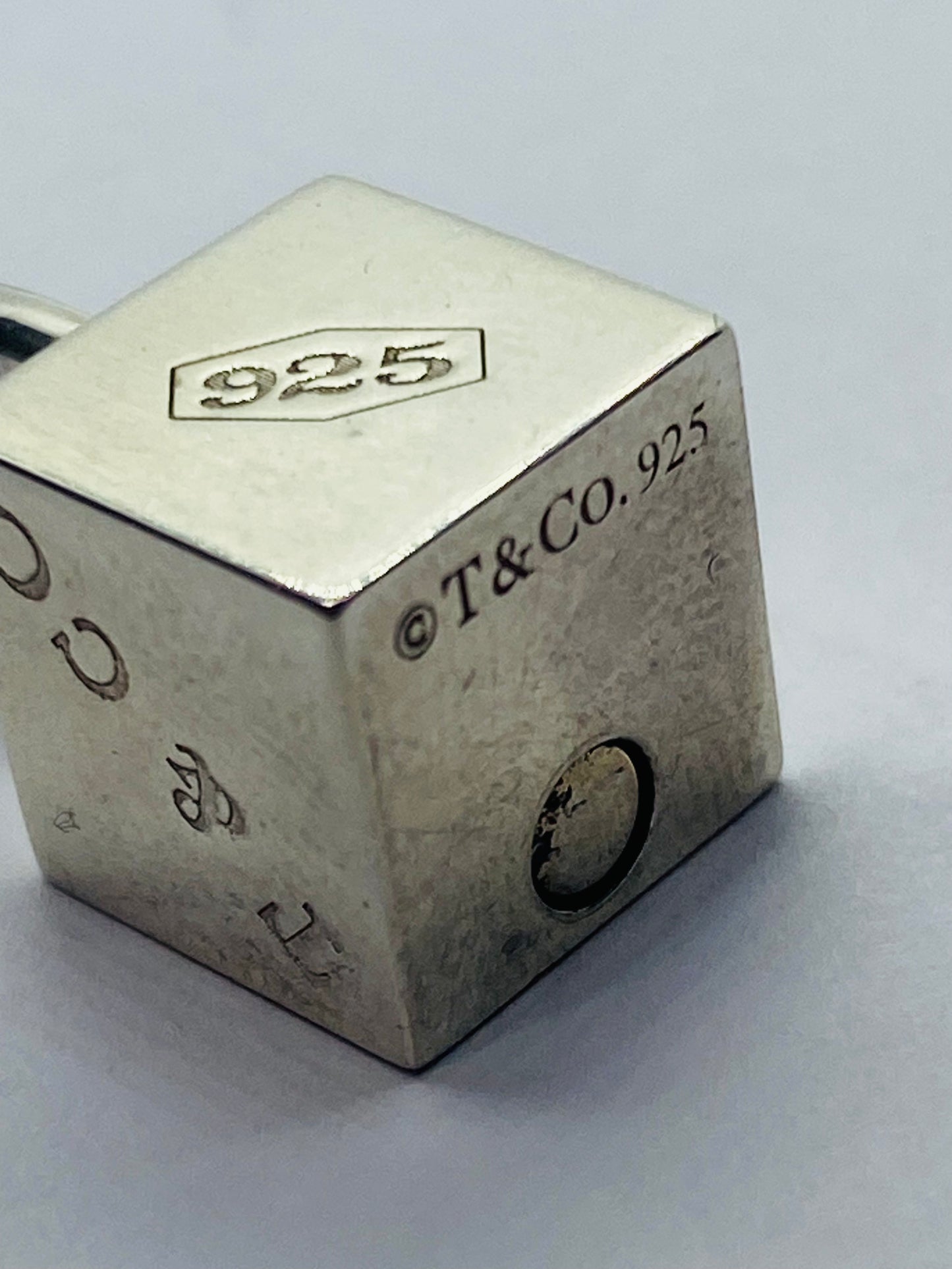 Tiffany & Co Silver 1837 Square Cube Padlock Pendant Charm Necklace 16” Rare