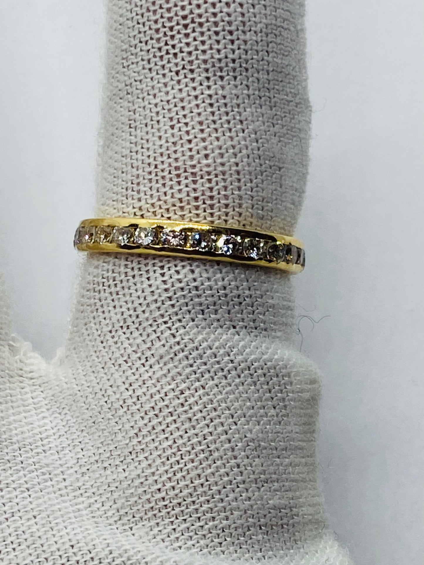 Tiffany & Co Round Diamond Channel Set Eternity Band Yellow Gold Size 5.5 .78Ct