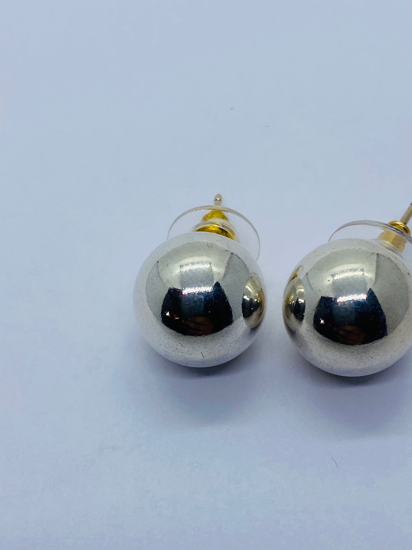 Retired 14mm Tiffany & Co Sterling Silver Ball Stud Earrings. read.