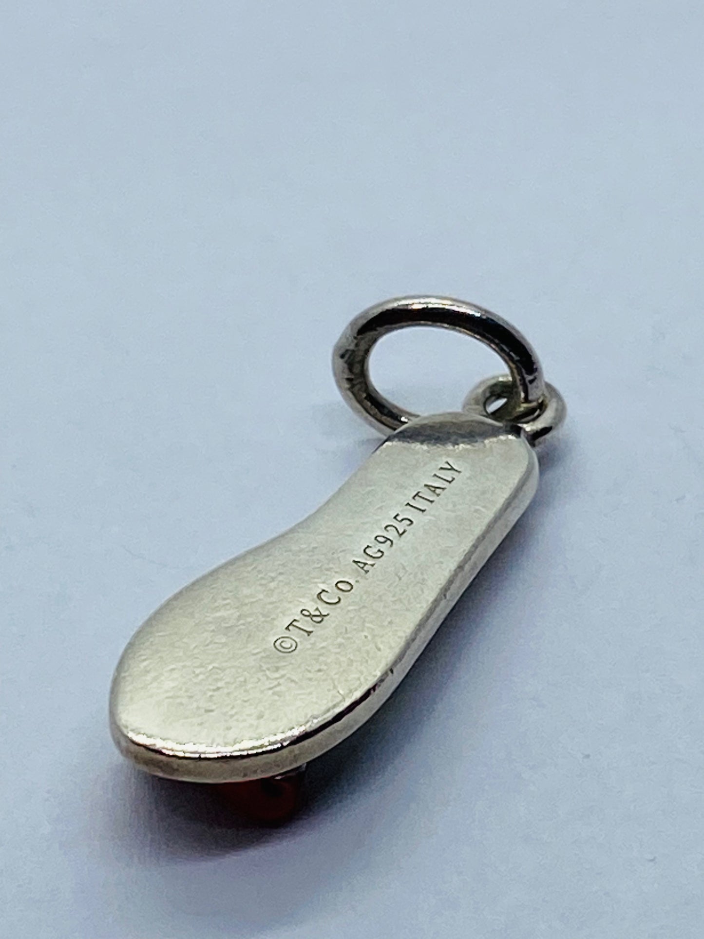 Tiffany & Co Sterling Silver Red Enamel Bow Flip Flop Charm Pendant Rare