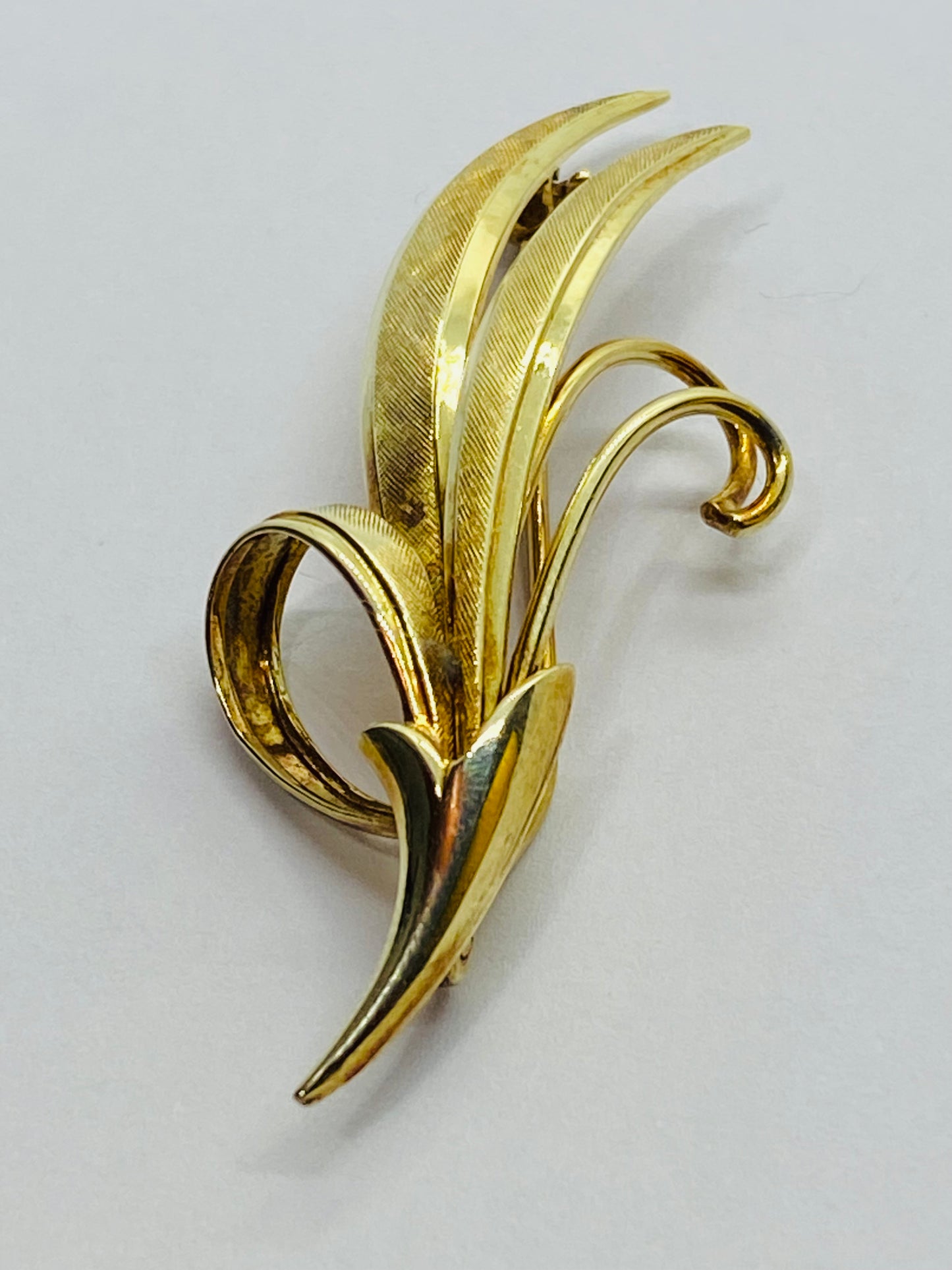 TIFFANY & CO 2 INCH 14K LEAF FLOWER FLORAL PIN BROOCH T&CO RARE VINTAGE