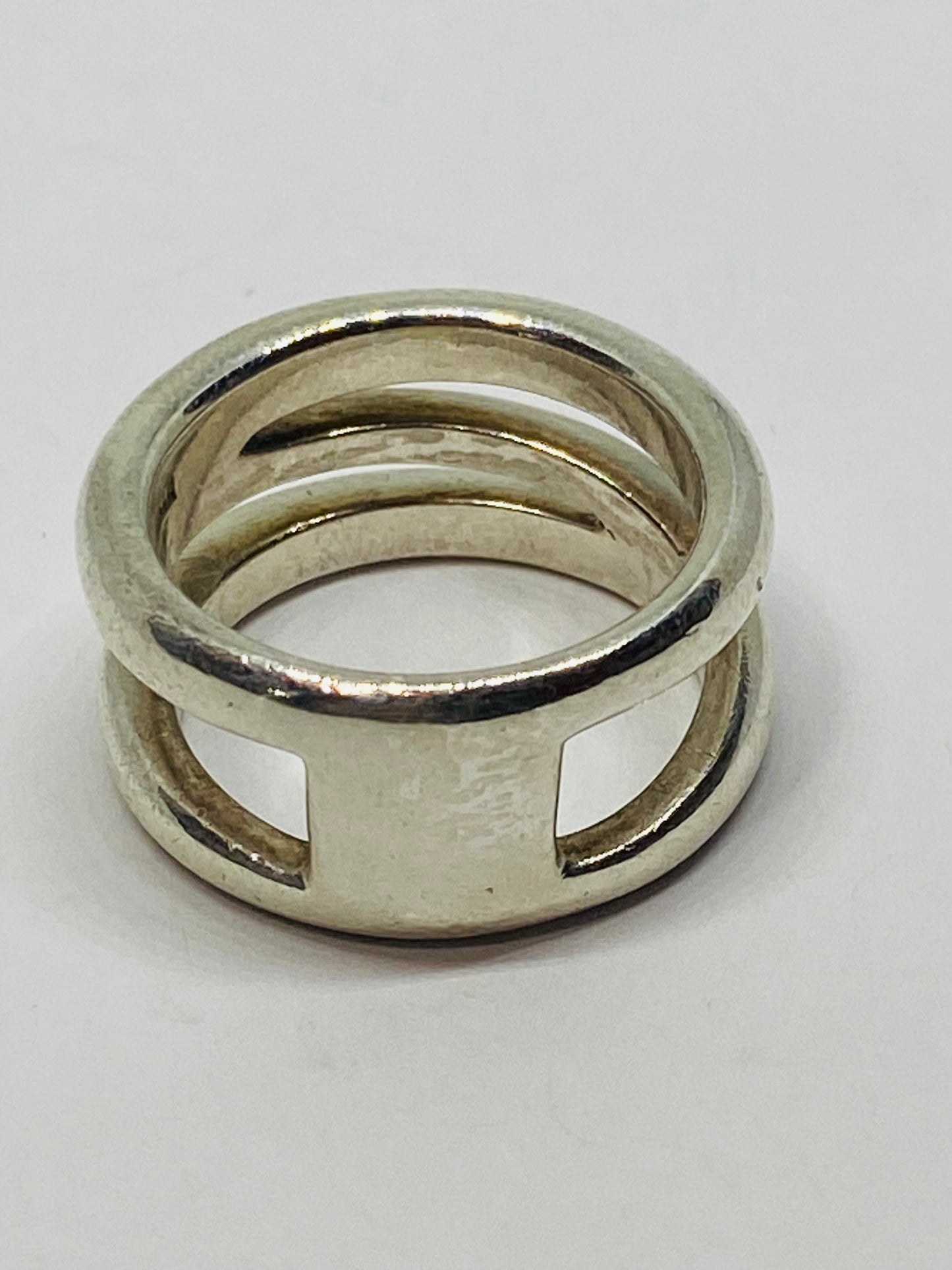 Tiffany & Co. Sterling Silver Ring Open Diagonal Size 6.25 Wide Band
