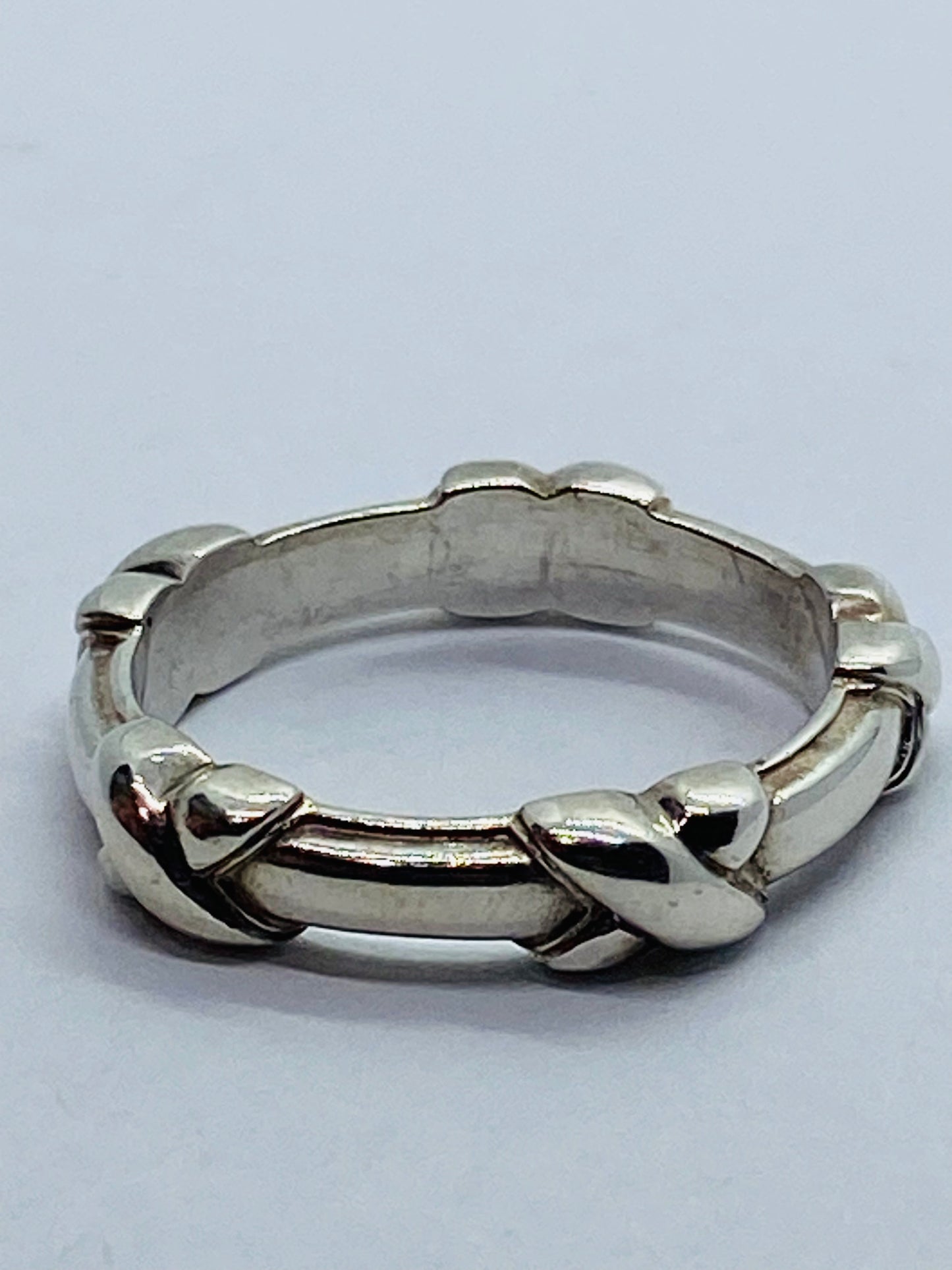 Tiffany & Co Silver Signature X Stacking Ring Band Sz 7.25