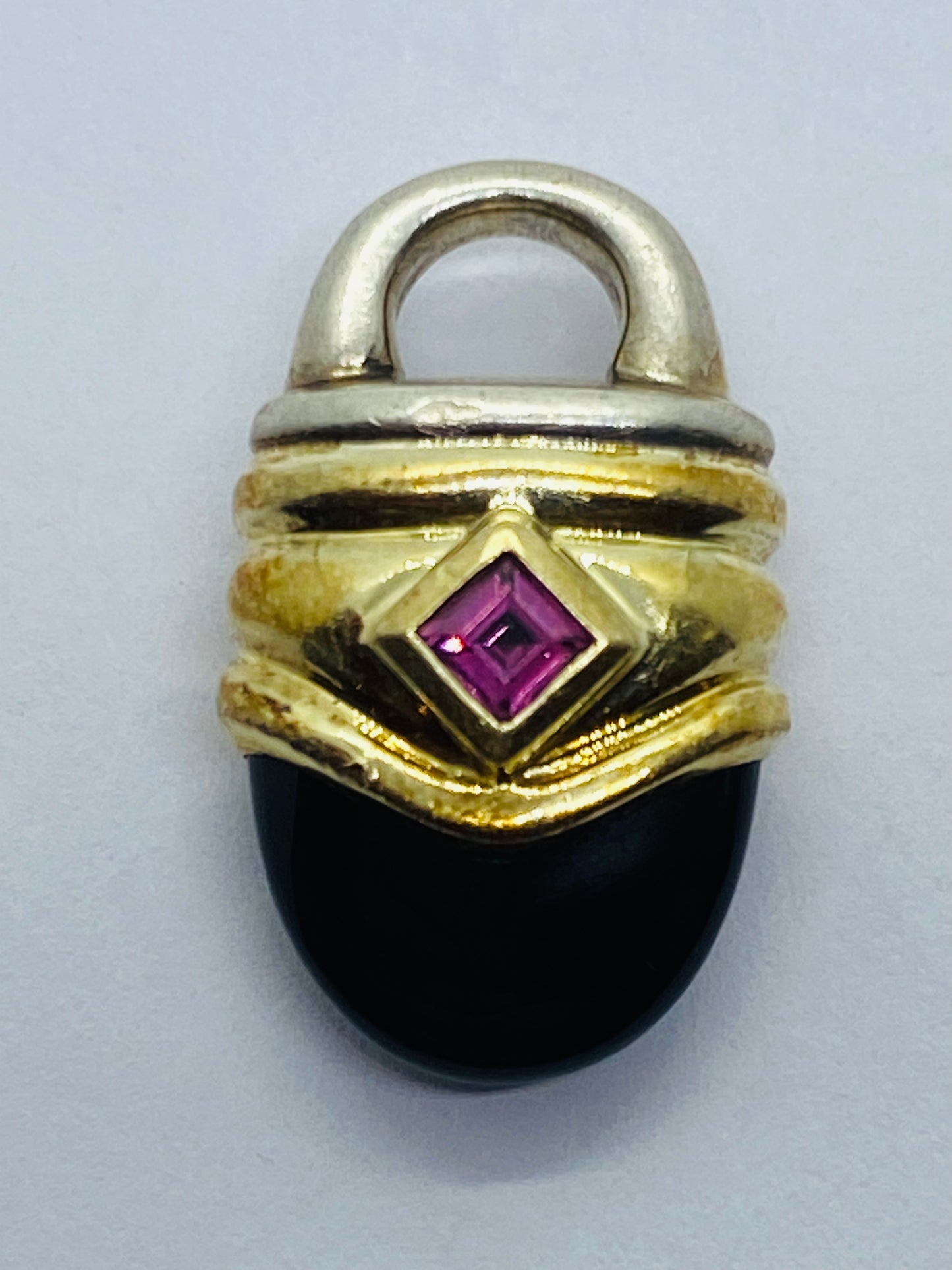Rare David Yurman Tourmaline Black Onyx Renaissance Pendant in 14k Gold 925