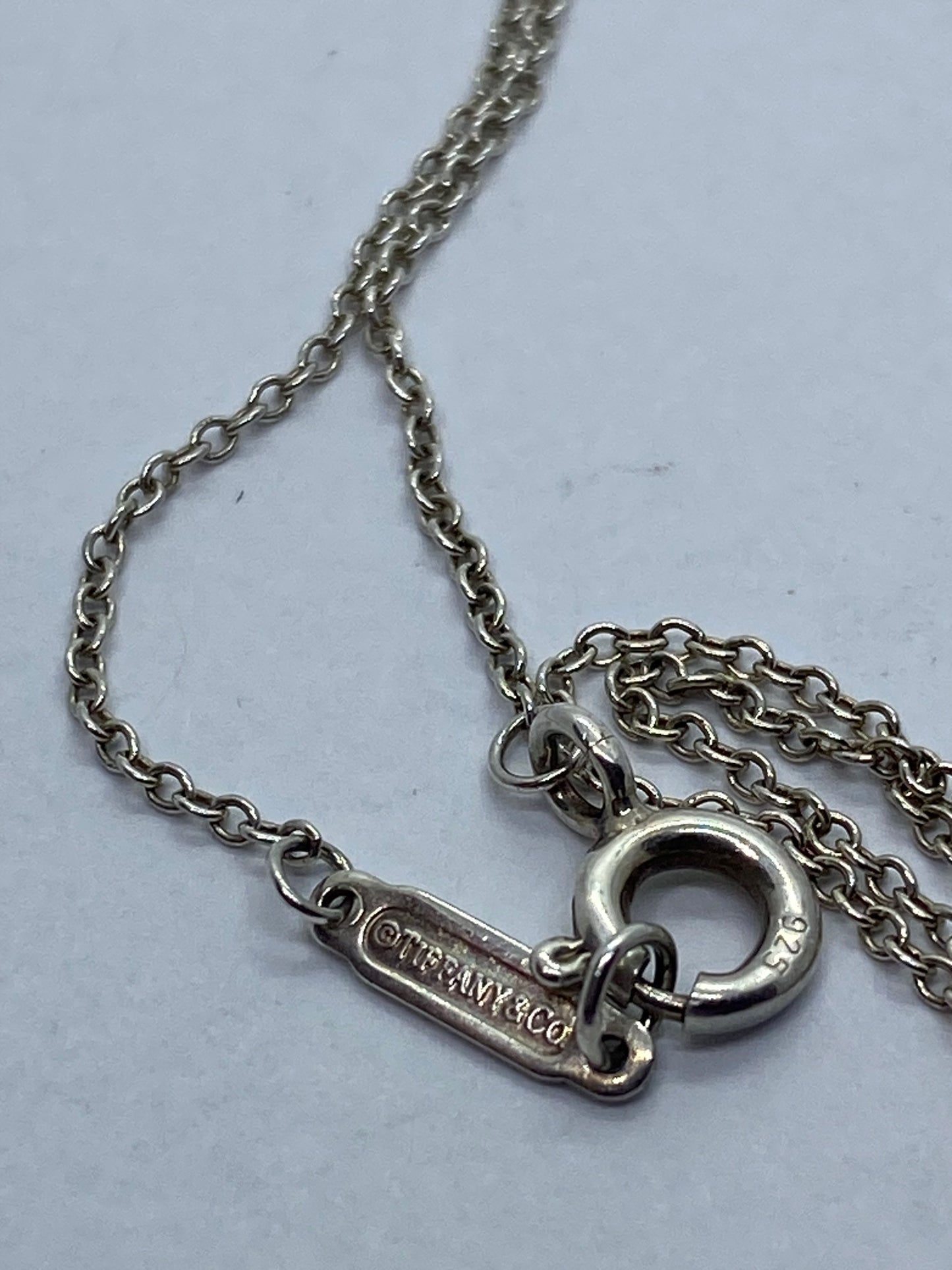 Tiffany & Co Silver Alphabet A Heart Charm Pendant Necklace 18” Long