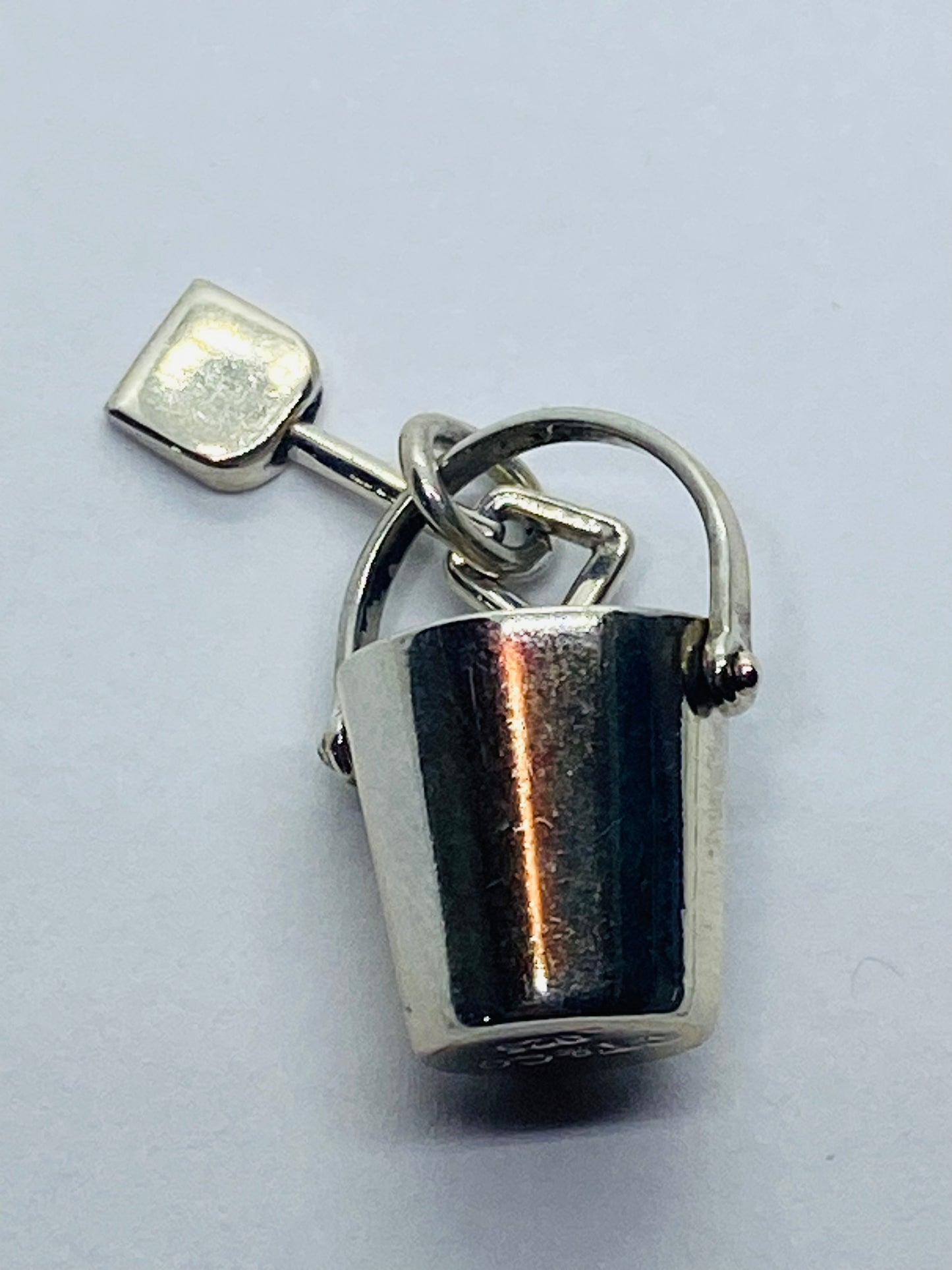 Tiffany & Co. Sand Bucket Shovel Enamel Charm Sterling Silver Pouch Box MINT