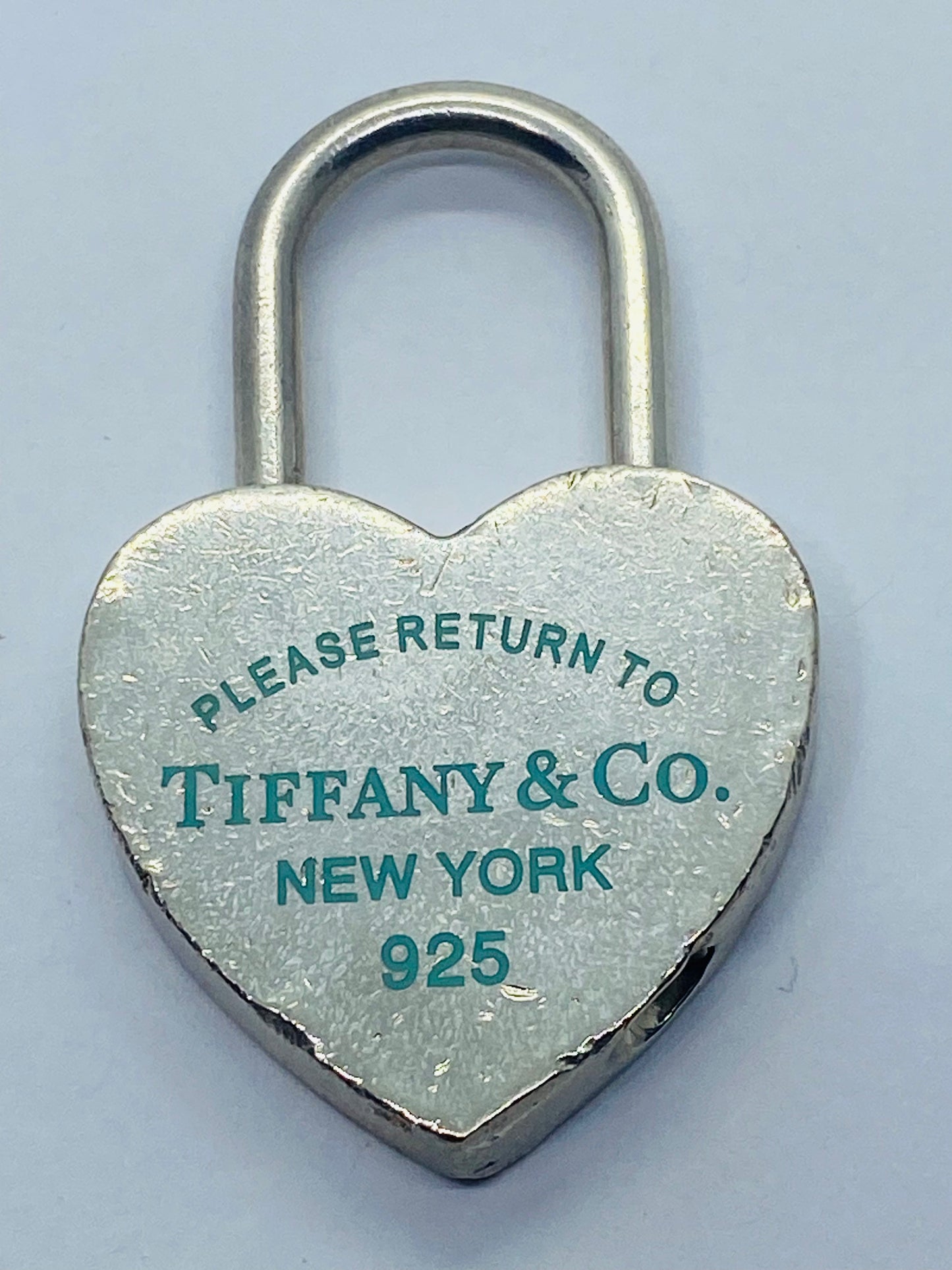 GIANT Tiffany & Co Blue Enamel Heart Padlock Please Return to Tiffany & Co NY 2”