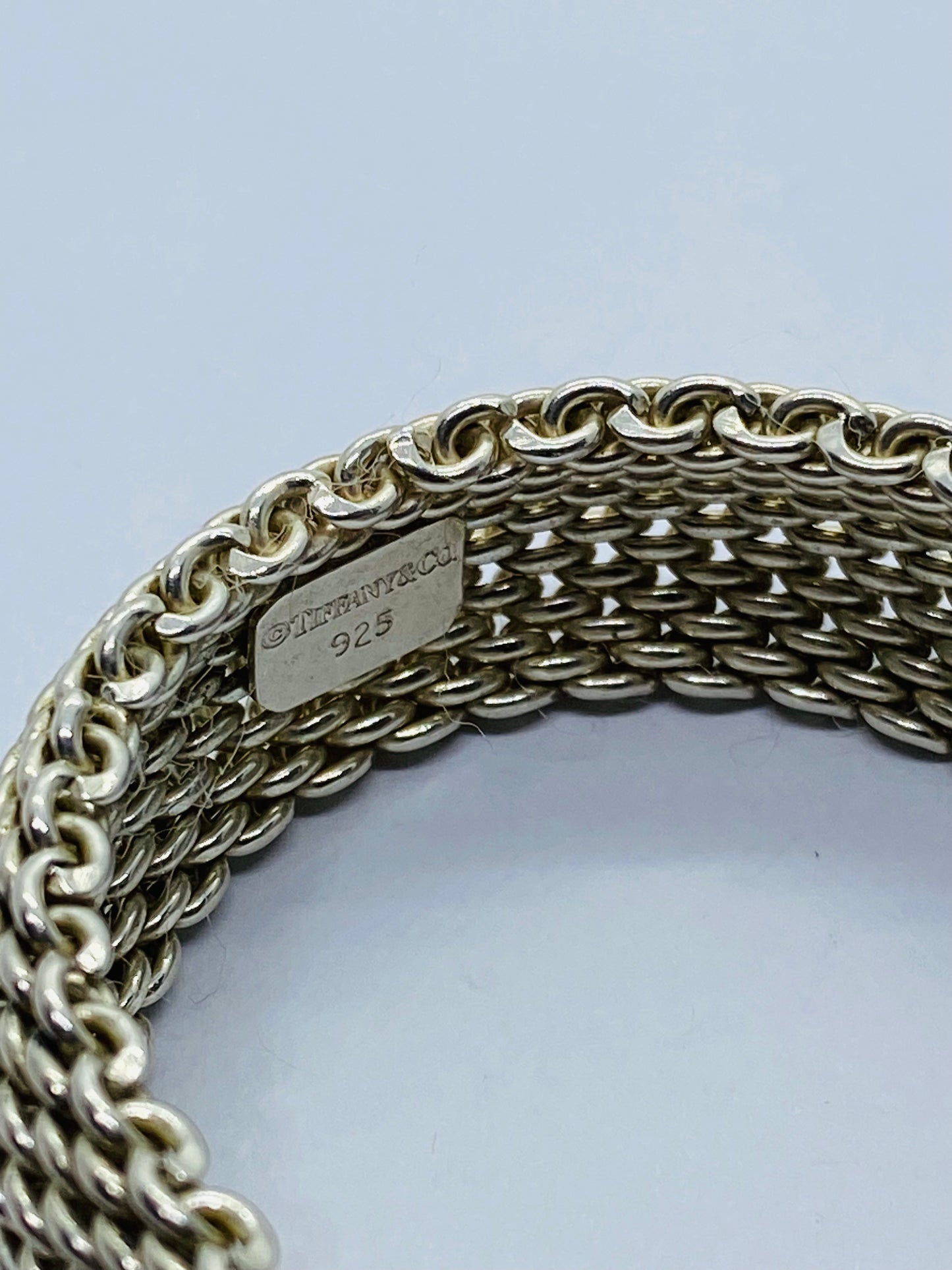 Tiffany & Co. 7.75” Somerset Mesh 15MM Wide Bracelet in Sterling Silver