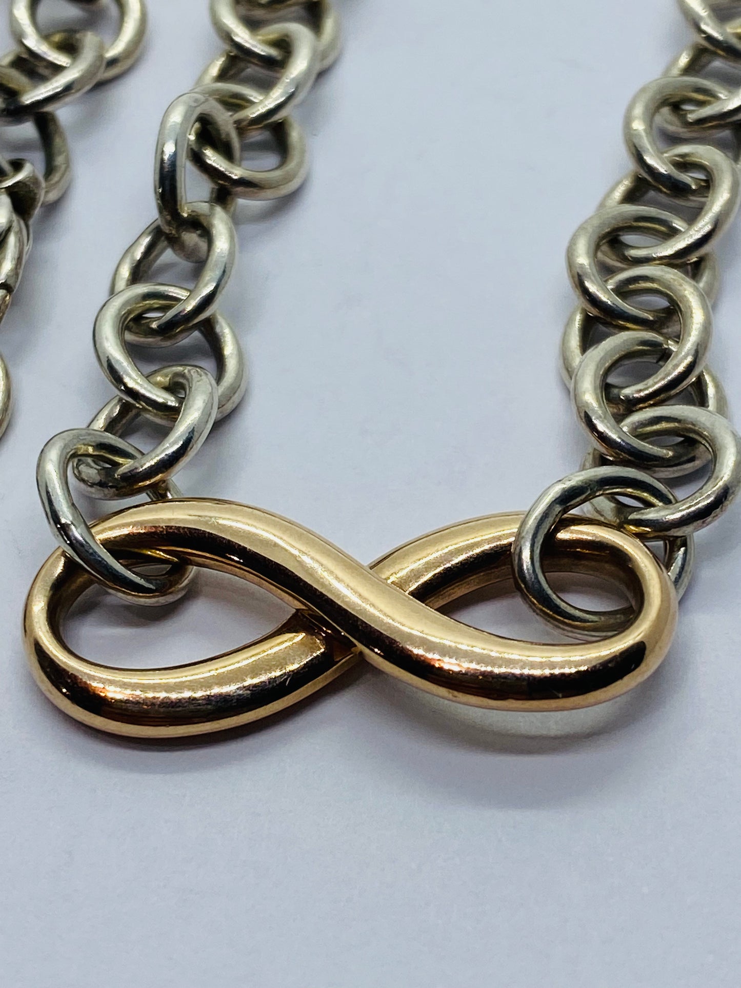 Tiffany & Co Infinity Necklace Rubedo Chunky 17.5” 41.2 Grams 10mm Links Pouch