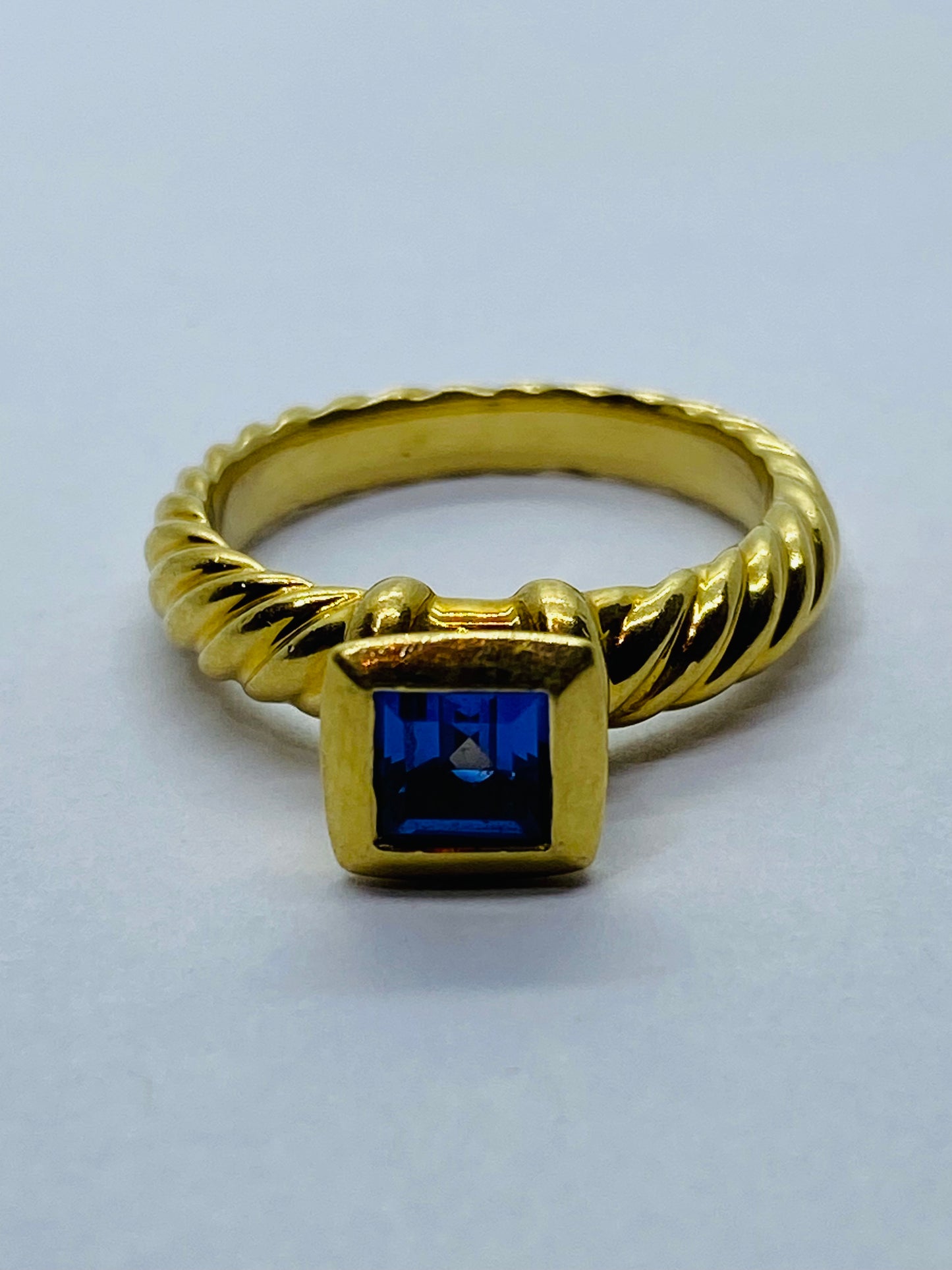 David Yurman 18K Yellow Gold Amethyst Cable Ring Size - 6