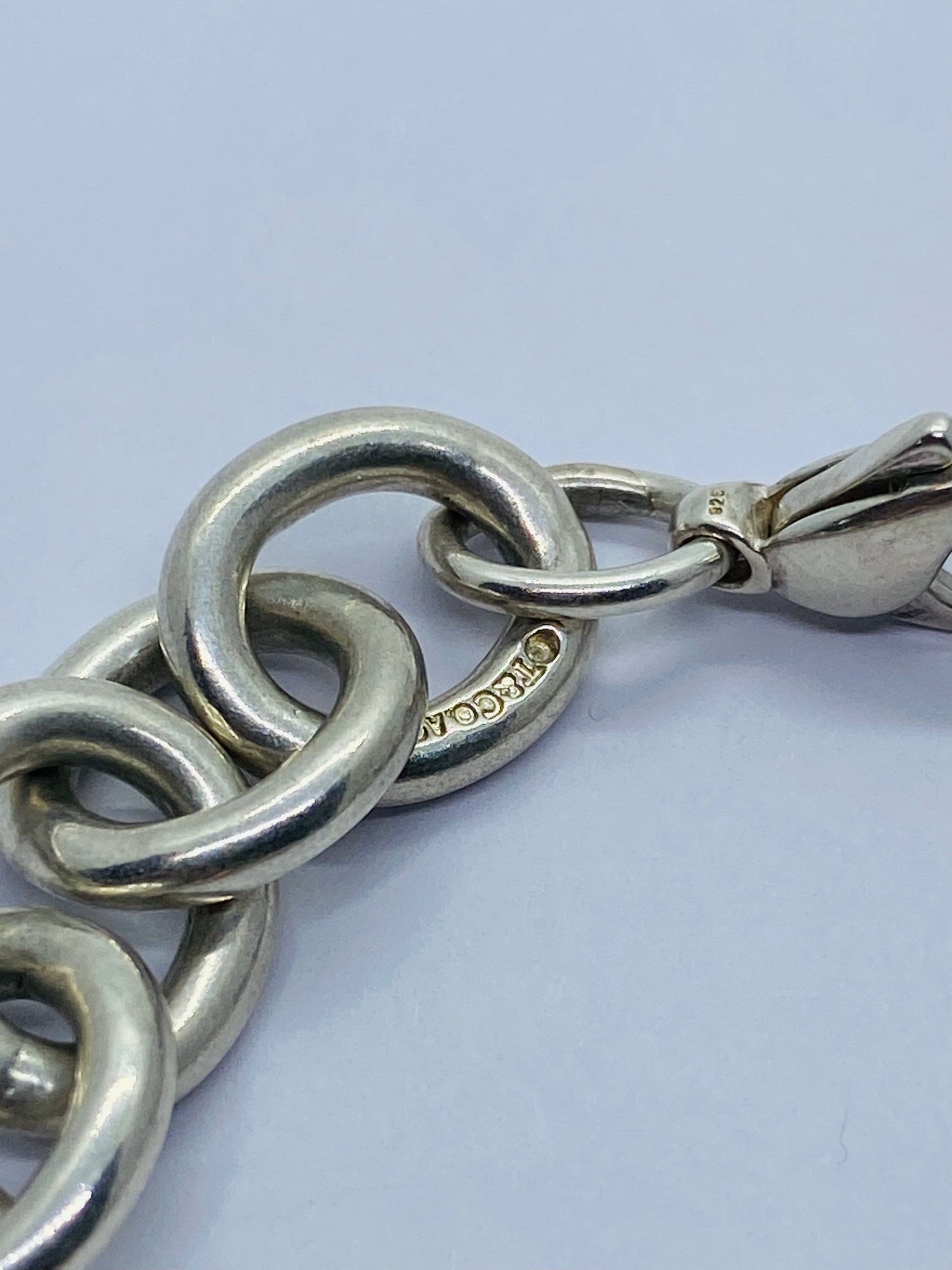 Rare Tiffany and Co sterling silver Rubedo infinity bracelet Chunky 7.75 Box/pouch