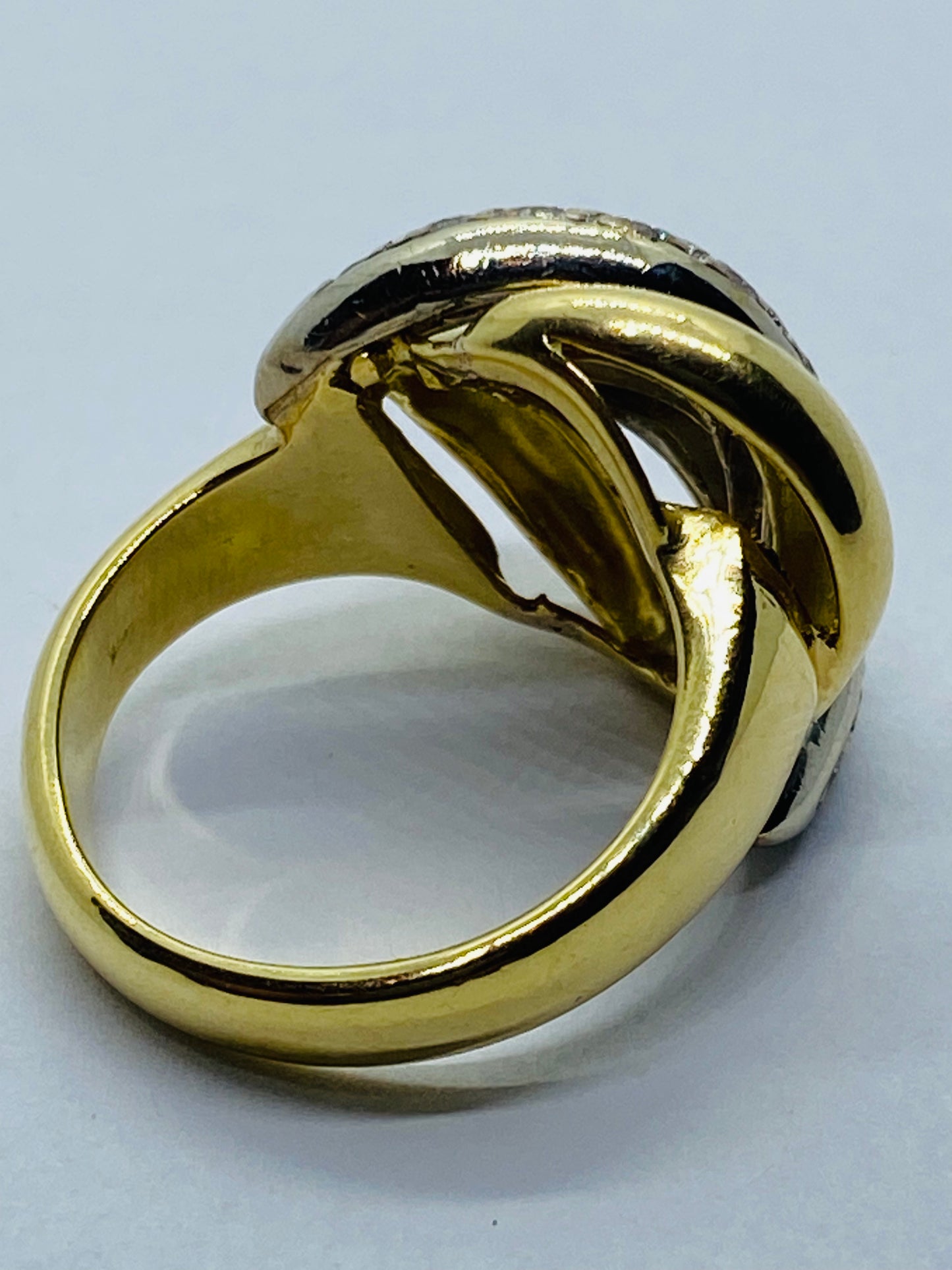 Tiffany & Co Solid 18K 750 Yellow White Gold Diamond Braided Dome Ring Size 6.5