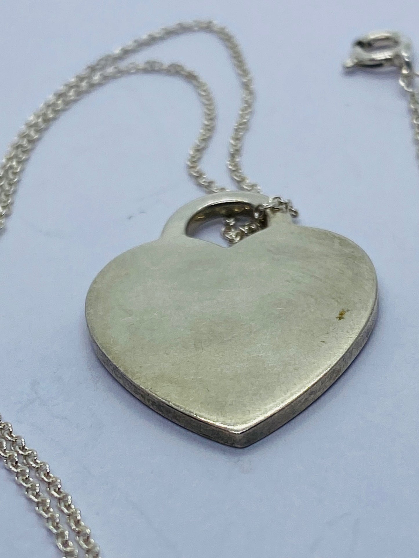 Tiffany & Co Sterling Silver Engravable Blank Heart Tag Necklace 18" READ!!!