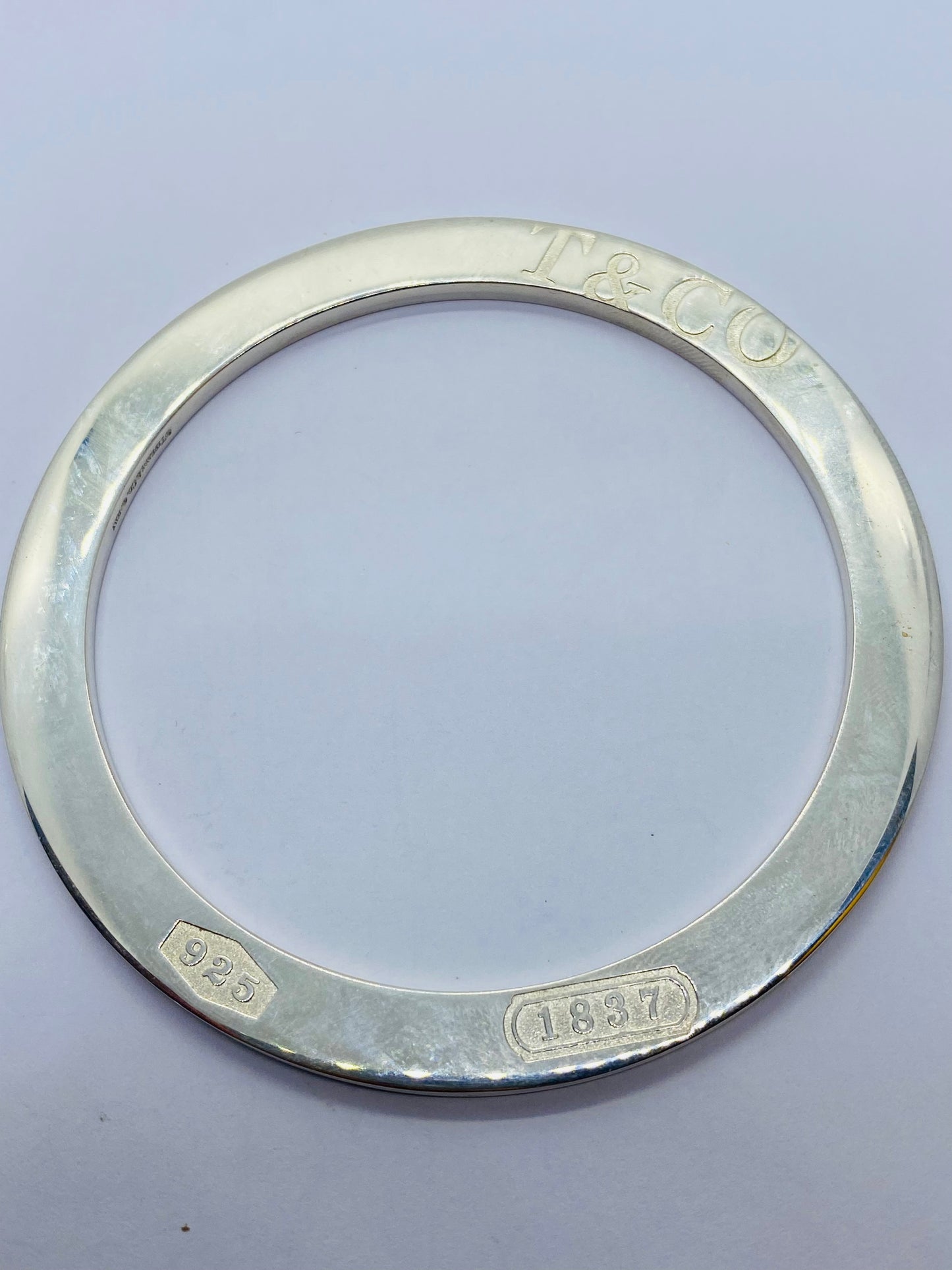 Tiffany & Co 1837 Sterling Silver 935 bracelet. RARE flat disk circle bangle
