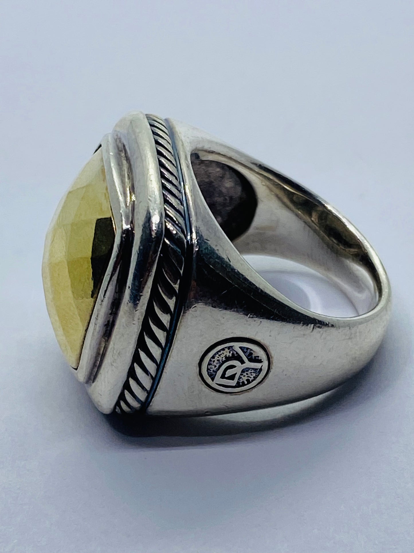 David Yurman Albion Faceted Dome Ring in 18kt Gold/Sterling Size 6