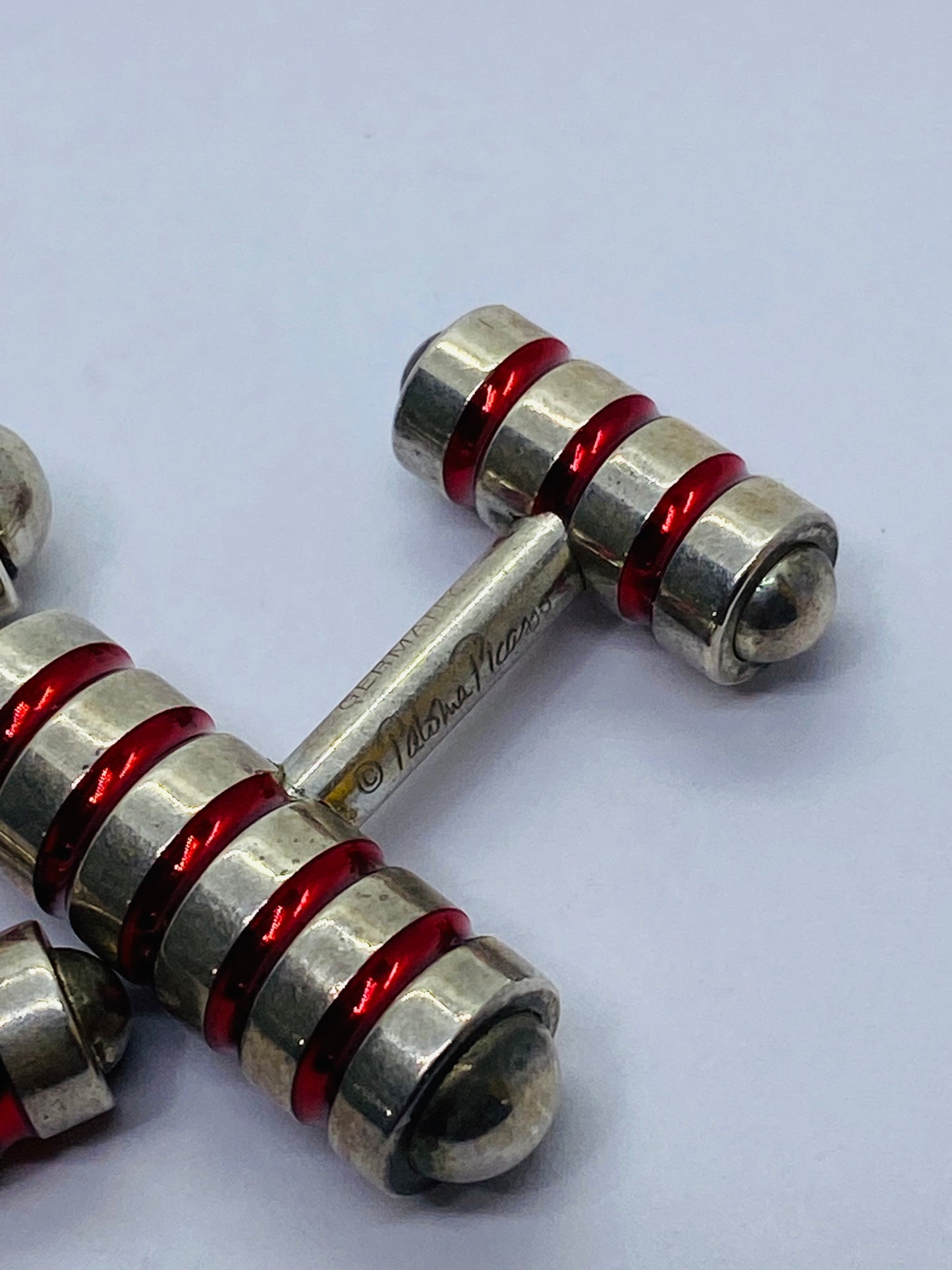 Tiffany & Co Paloma Picasso Sterling Silver Cobalt Red Enamel Cuff Links
