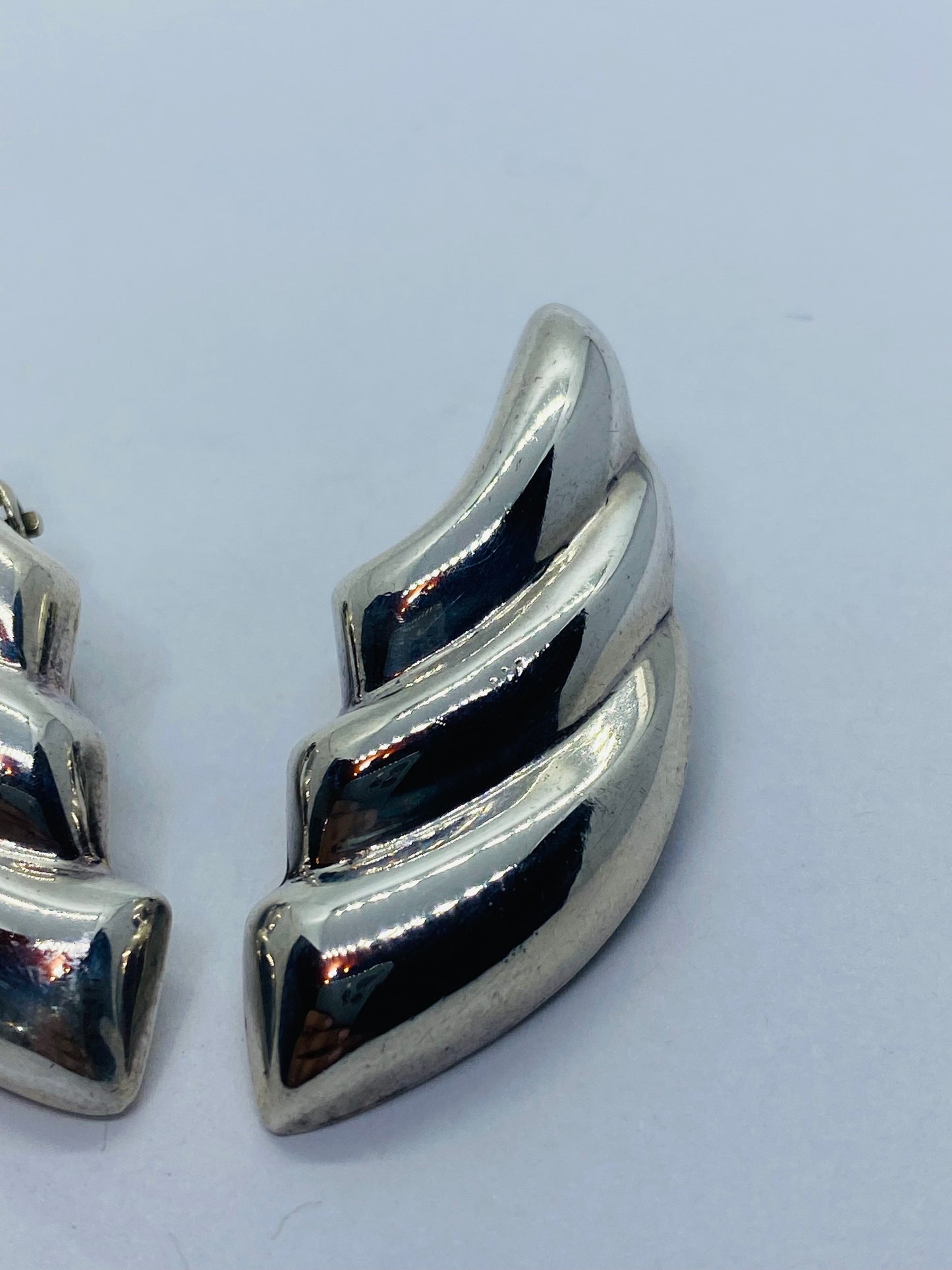Tiffany & Co. 925 Sterling Waves or Wings Clip-On Earrings with T&Co Pouch 38MM