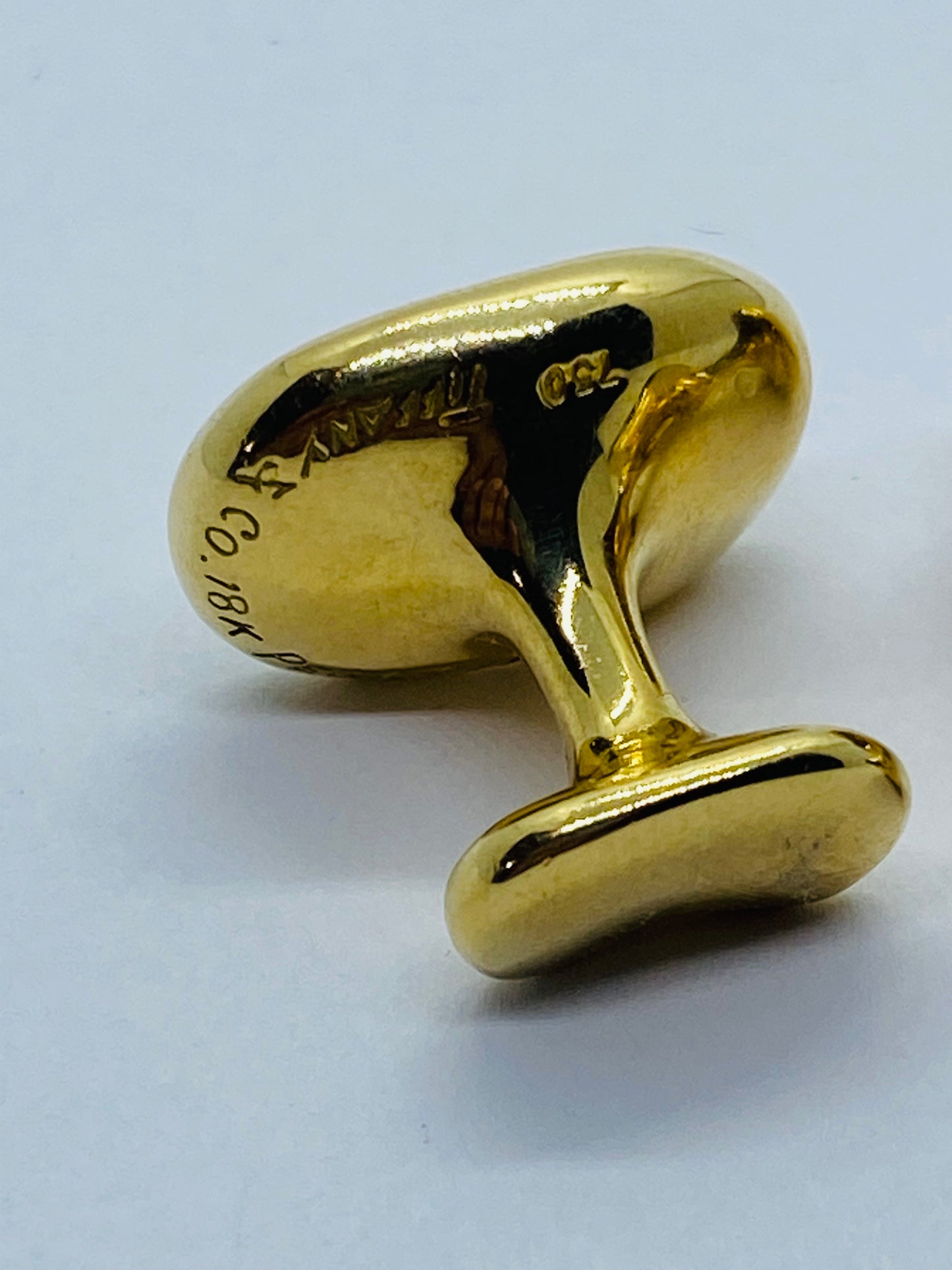 TIFFANY & CO SOLID 18KT 750 YELLOW GOLD ELSA PERETTI BEAN SHAPED CUFFLINKS CUFF