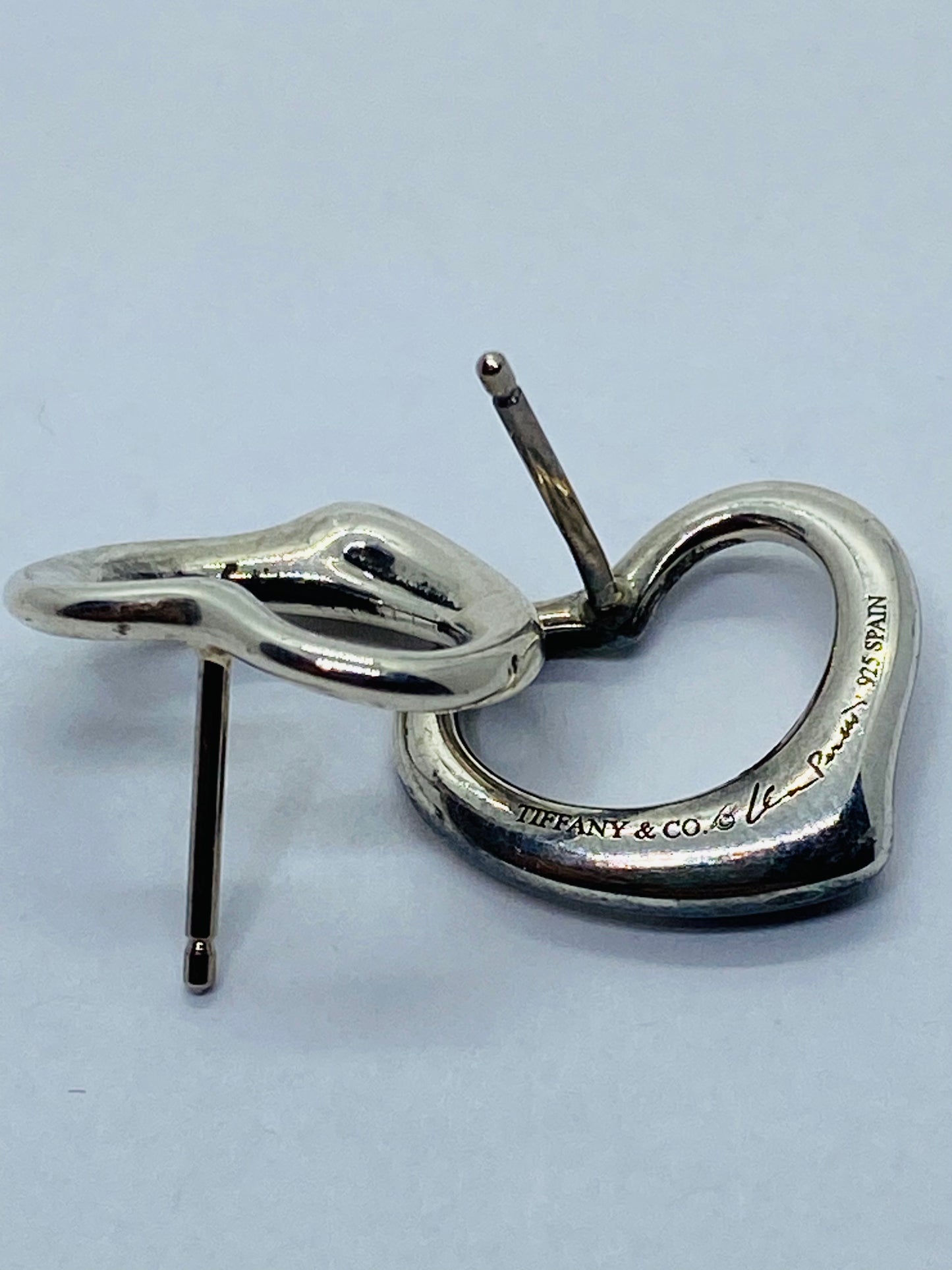 Rare LARGE Tiffany & Co. Peretti Sterling Silver Open Heart Stud Earrings 17MM