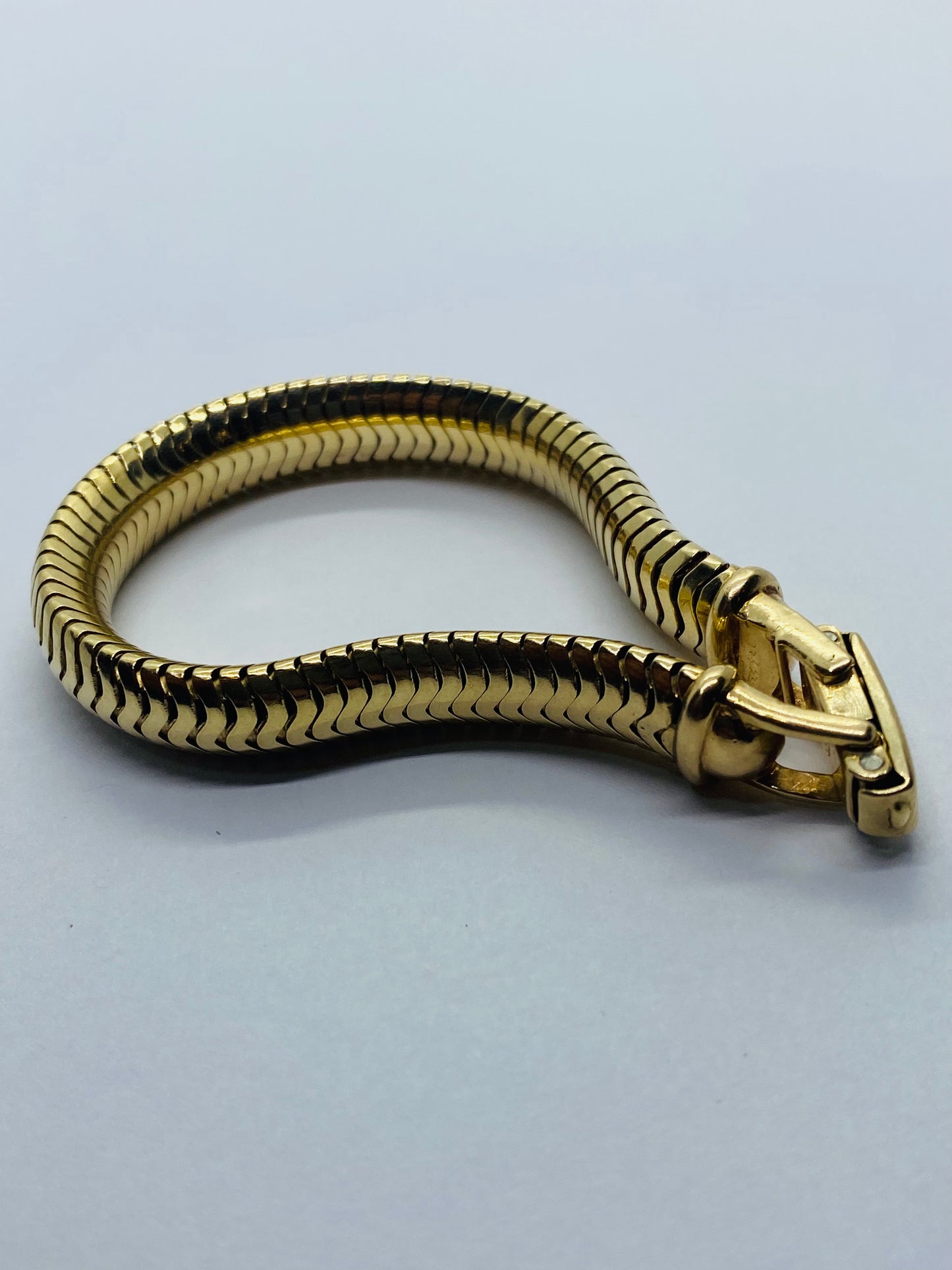 VINTAGE TIFFANY & CO 14k GOLD BRACELET SNAKE FLEX 9.5MM WIDE 6 5/8” Long