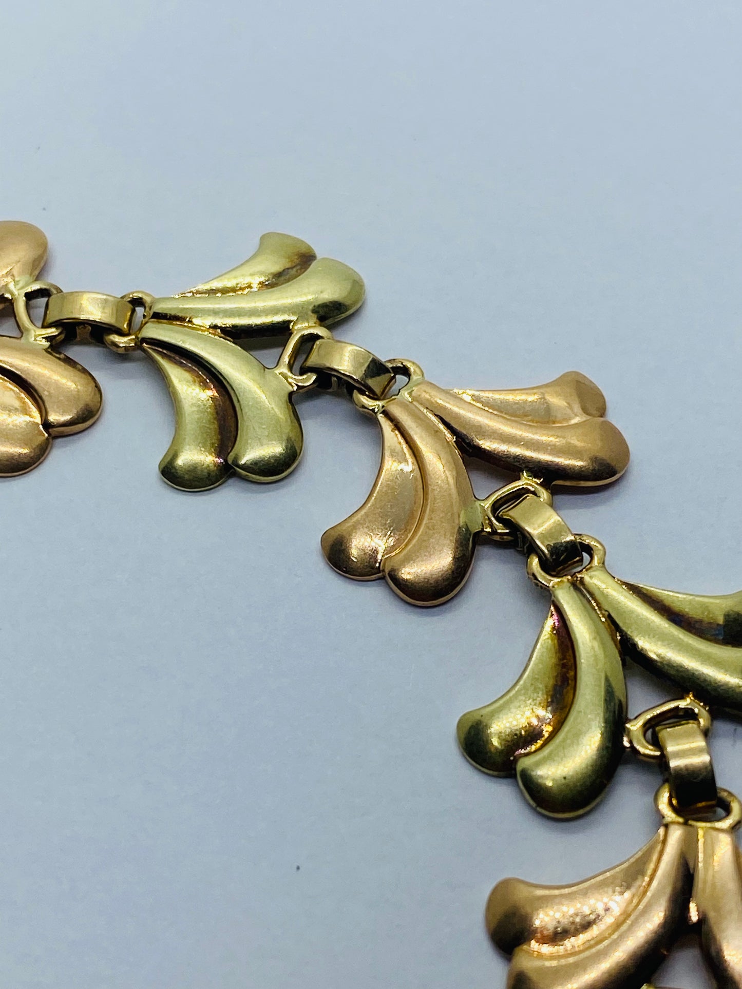 Vintage Tiffany & Co. 14K Rose & Yellow Gold Leaf Petal Art Deco Bracelet 7.5”
