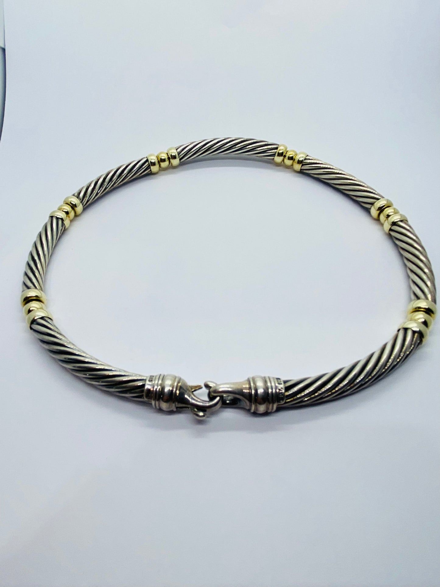 DAVID YURMAN 14K GOLD & SILVER 6 STATION CABLE NECKLACE 16.5” 50 GRAMS 5MM CABLE