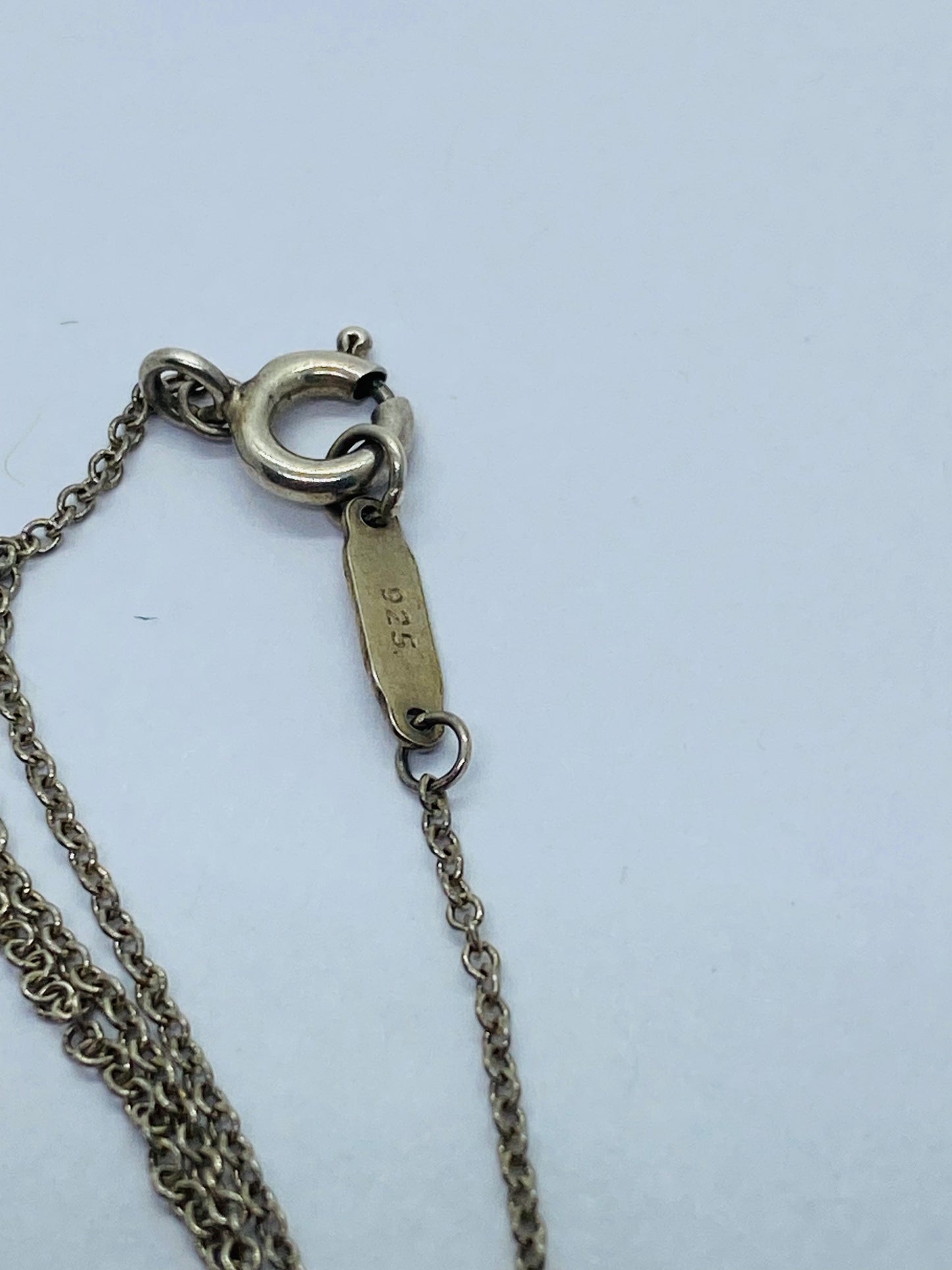 Tiffany & Co. 925 Sterling Silver Blue Enamel Mini Key Heart Necklace 18.25”
