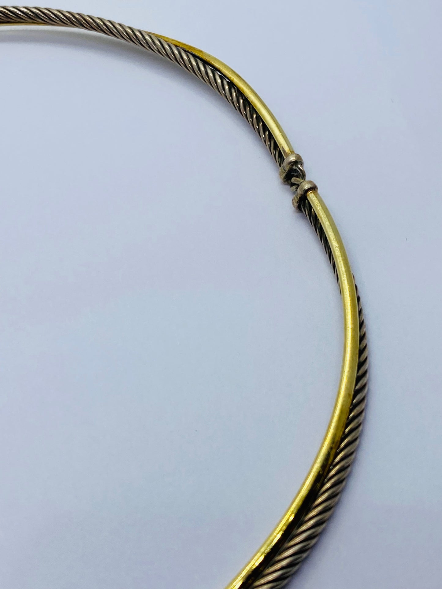 David Yurman Crossover Cable Choker Necklace 15" Sterling 925 & Yellow Gold 18k