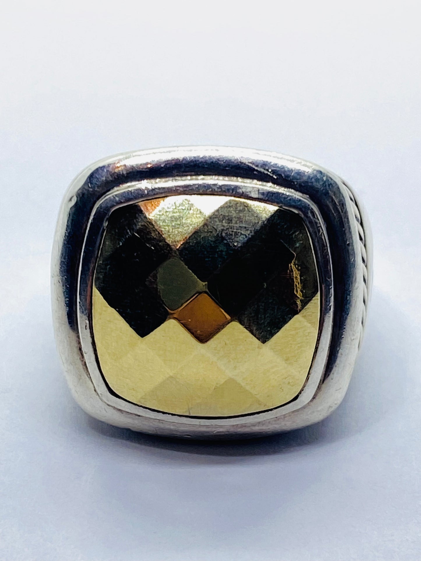 David Yurman Albion Faceted Dome Ring in 18kt Gold/Sterling Size 6