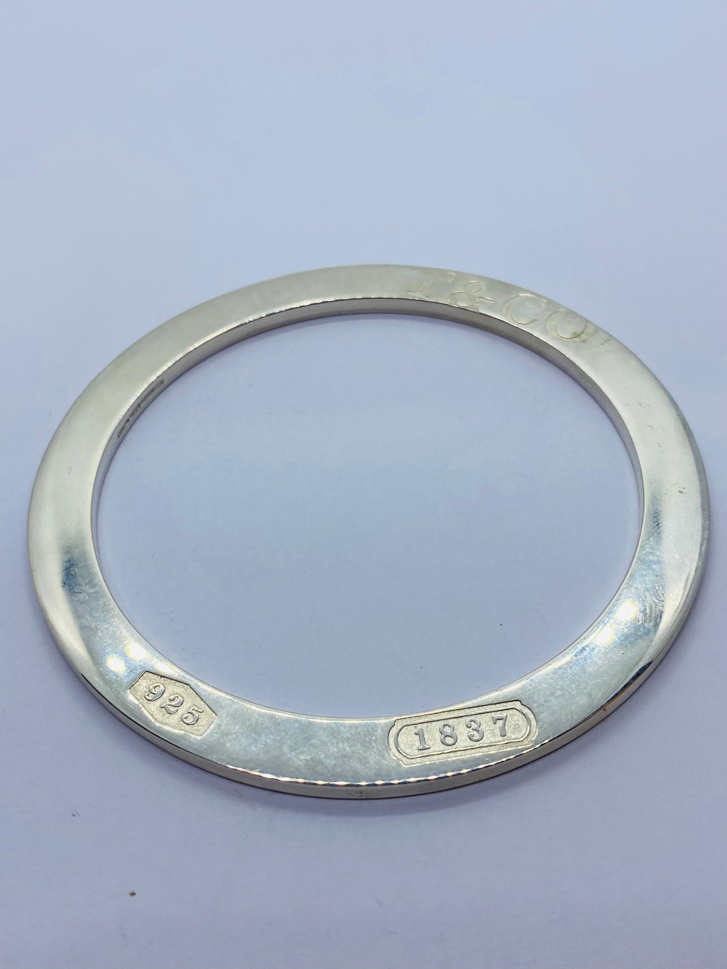 Tiffany & Co 1837 Sterling Silver 935 bracelet. RARE flat disk circle bangle