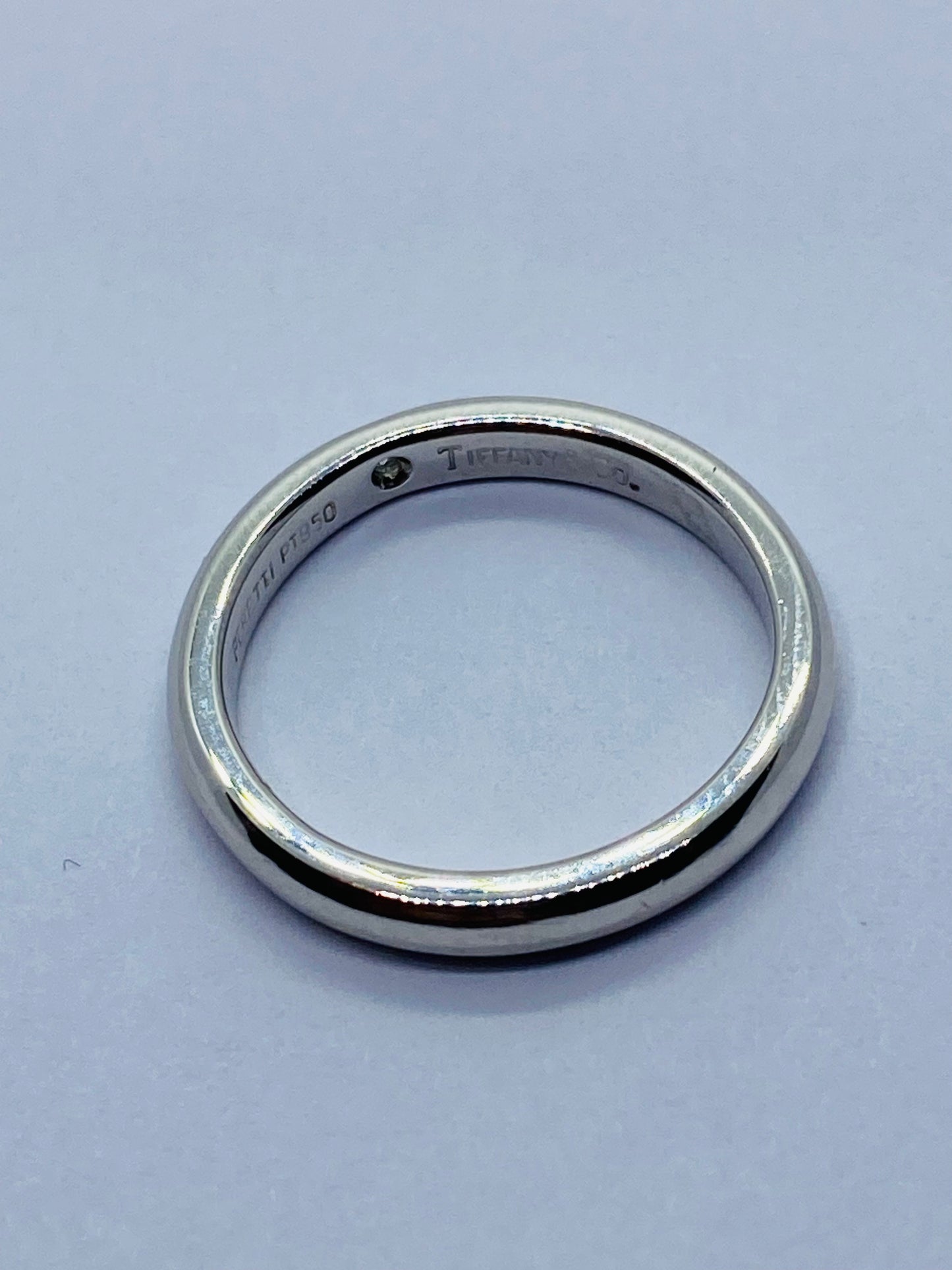 TIFFANY & CO PERETTI PT950 Platinum Single Diamond Wedding Band Stack Ring 5
