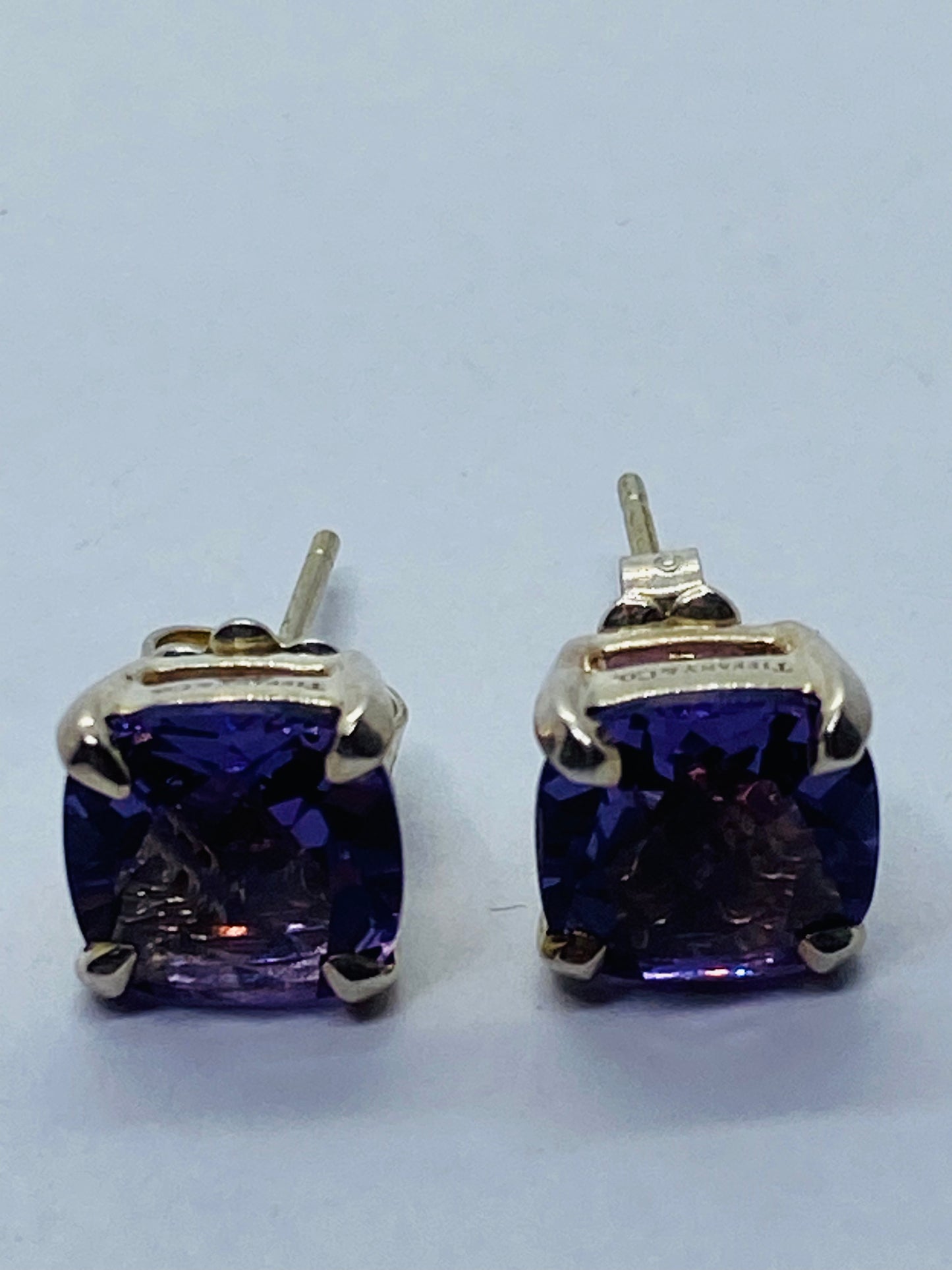 Tiffany & Co. Sparklers Cushion Shape Amethyst Sterling Silver Stud Earrings