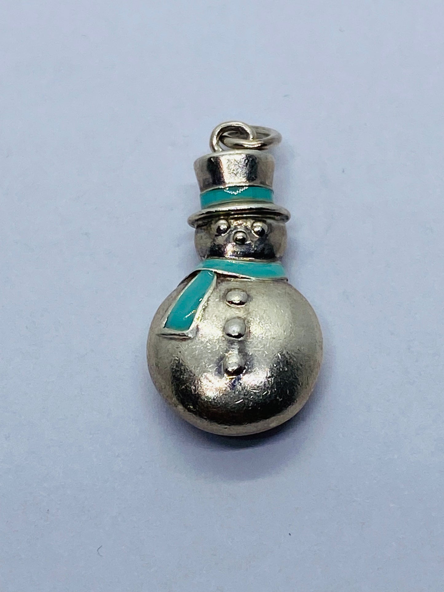 TIFFANY & CO 925 STERLING SILVER SNOWMAN ENAMEL SCARF CHARM RETIRED RARE