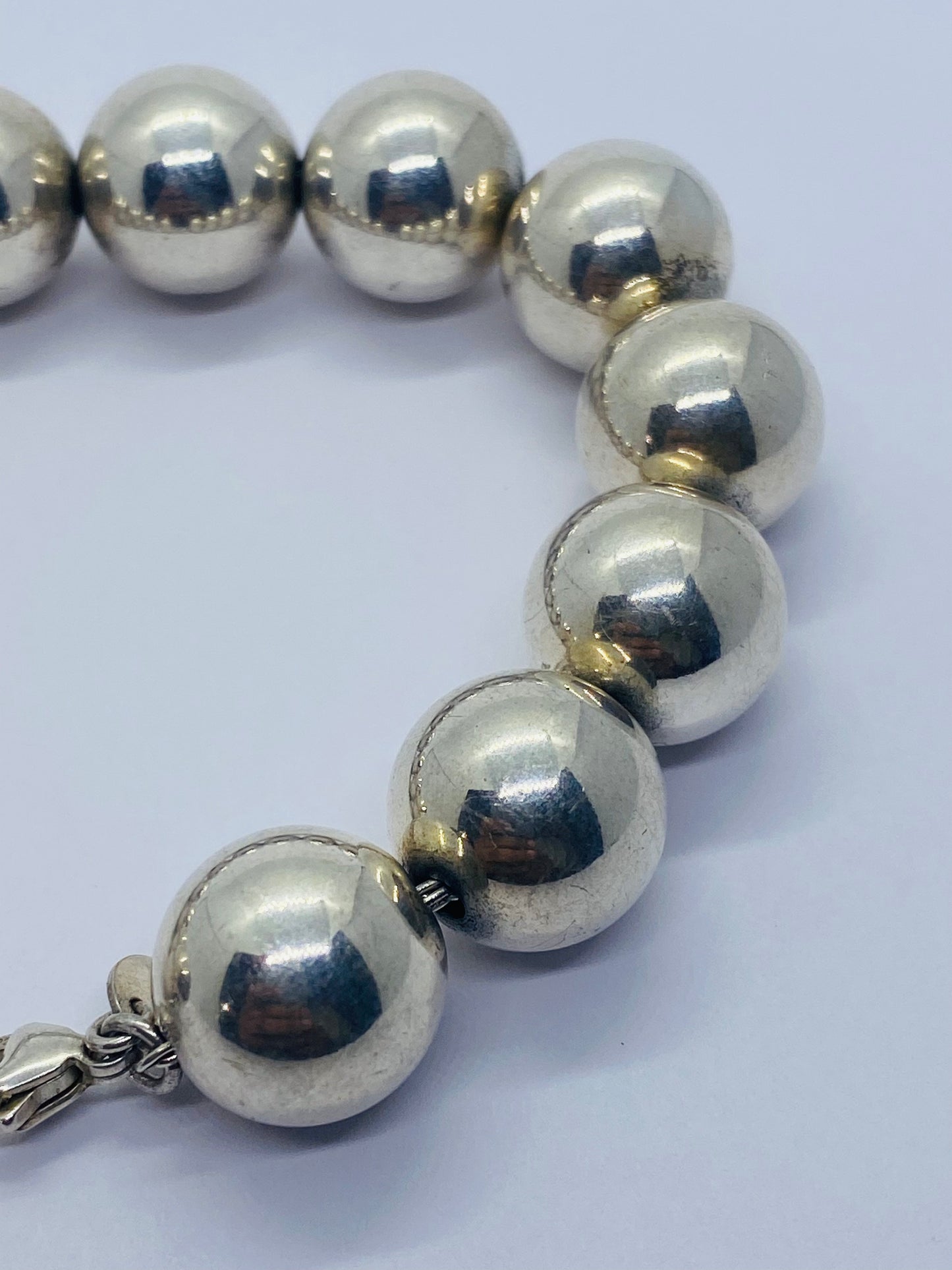 Tiffany & Co. Sterling Silver Large 14mm Hardwear Ball Bead 8" Bracelet Pouch
