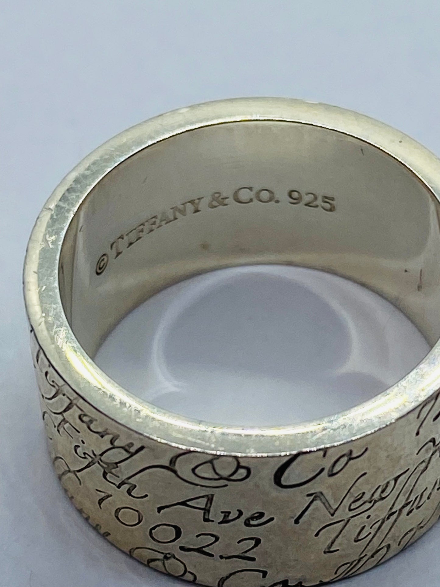 Tiffany & Co Silver Wide Notes Fifth Ave Ring Size 6.