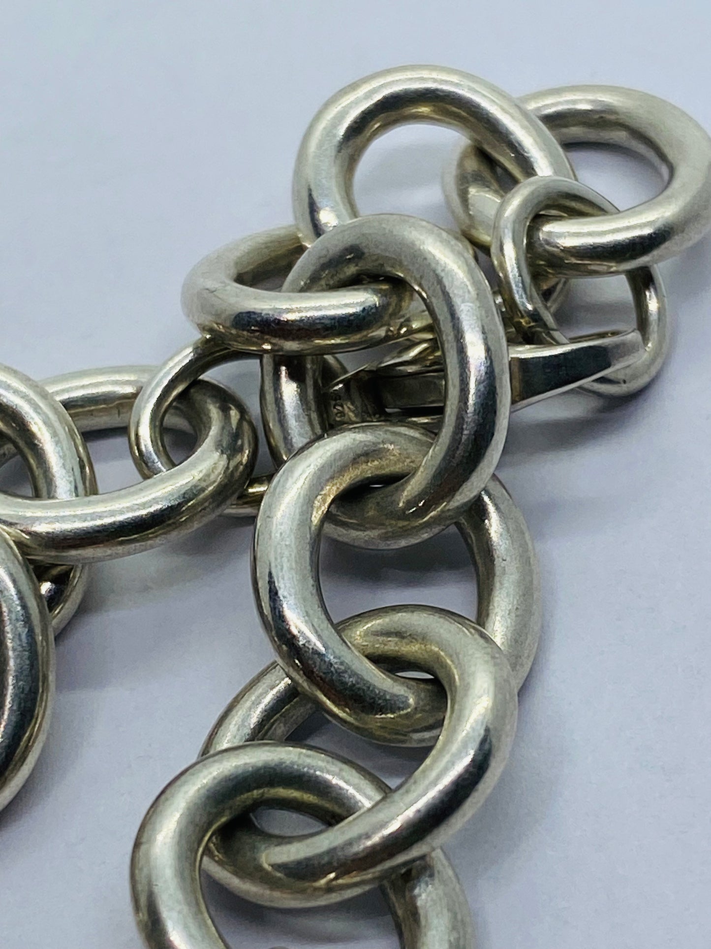 Rare Tiffany and Co sterling silver Rubedo infinity bracelet Chunky 7.75 Box/pouch