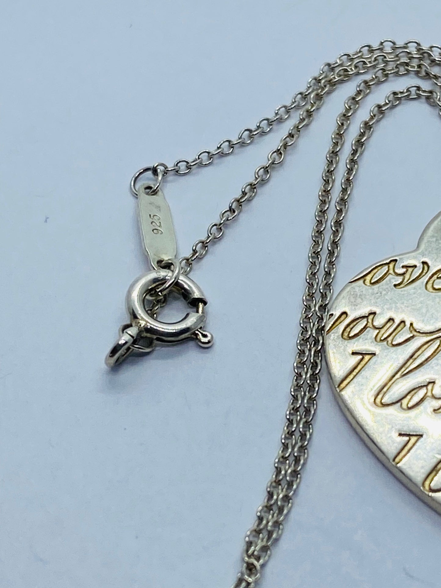 Tiffany & Co. Sterling Silver "I Love You" Notes Heart Pendant Necklace