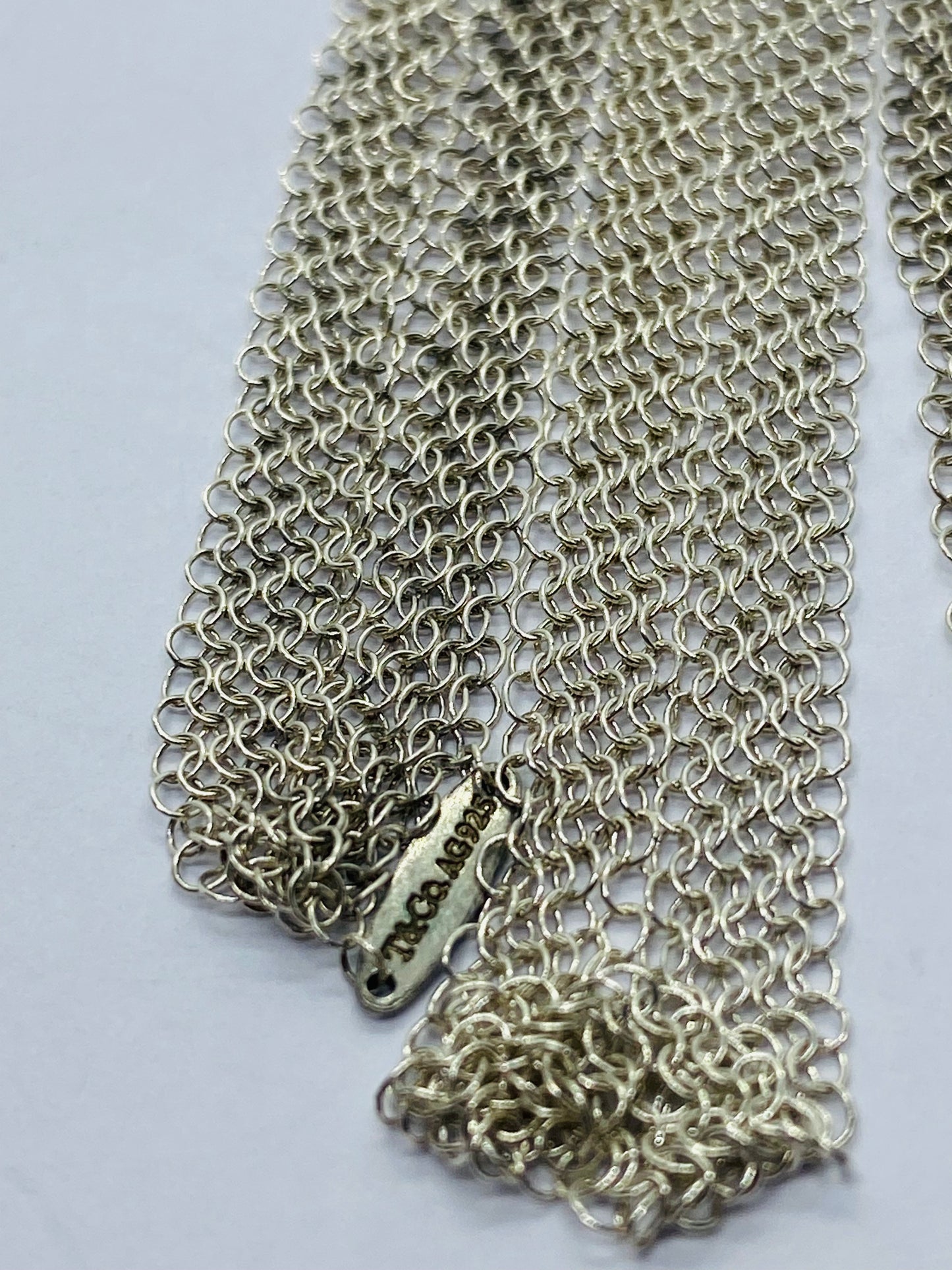 Tiffany & Co Peretti Somerset Mesh Scarf Necklace Sterling Silver 31” Pouch Box