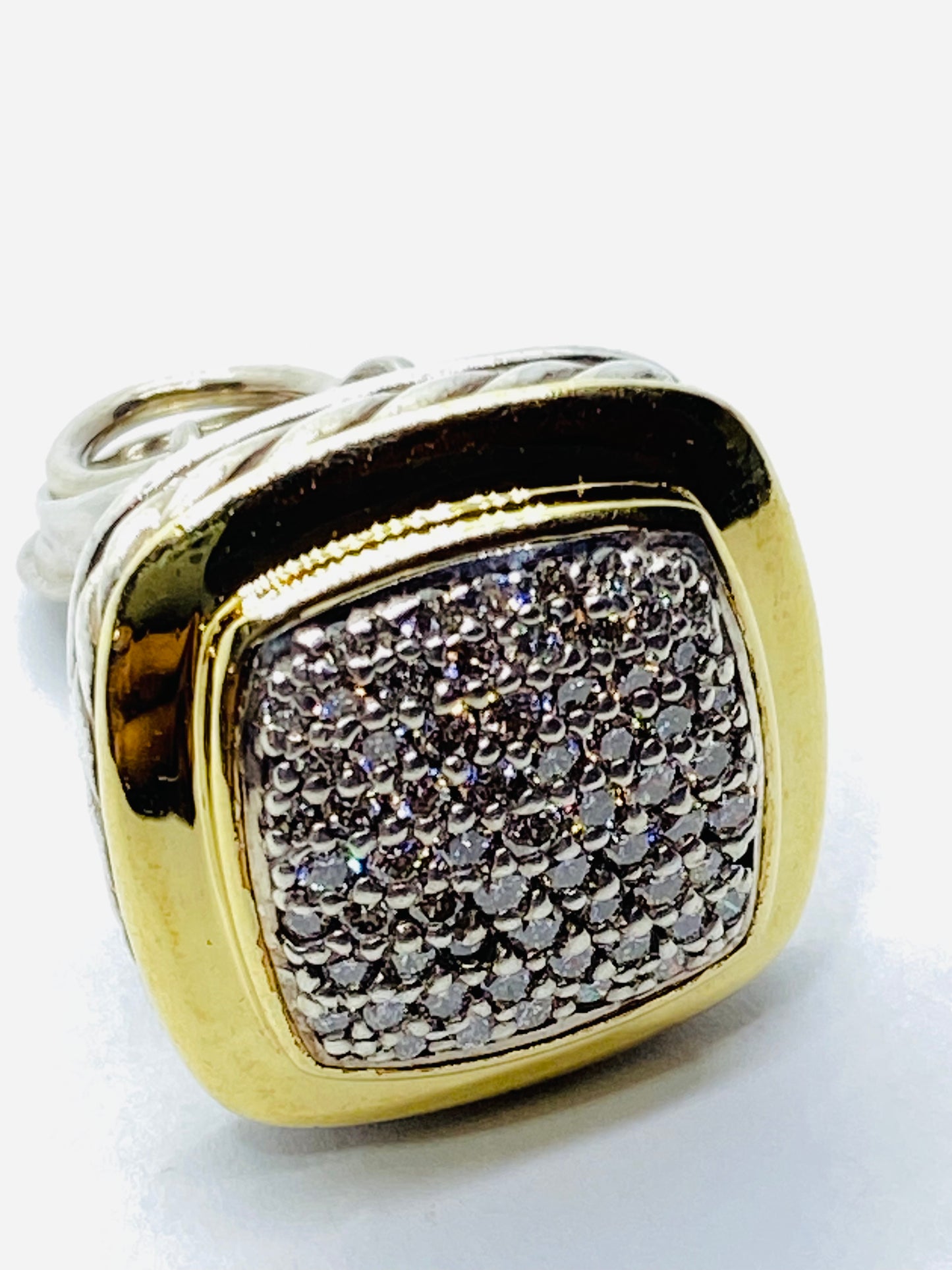 David Yurman Sterling Silver 18k 14MM Pave Diamond Albion Earring SINGLE