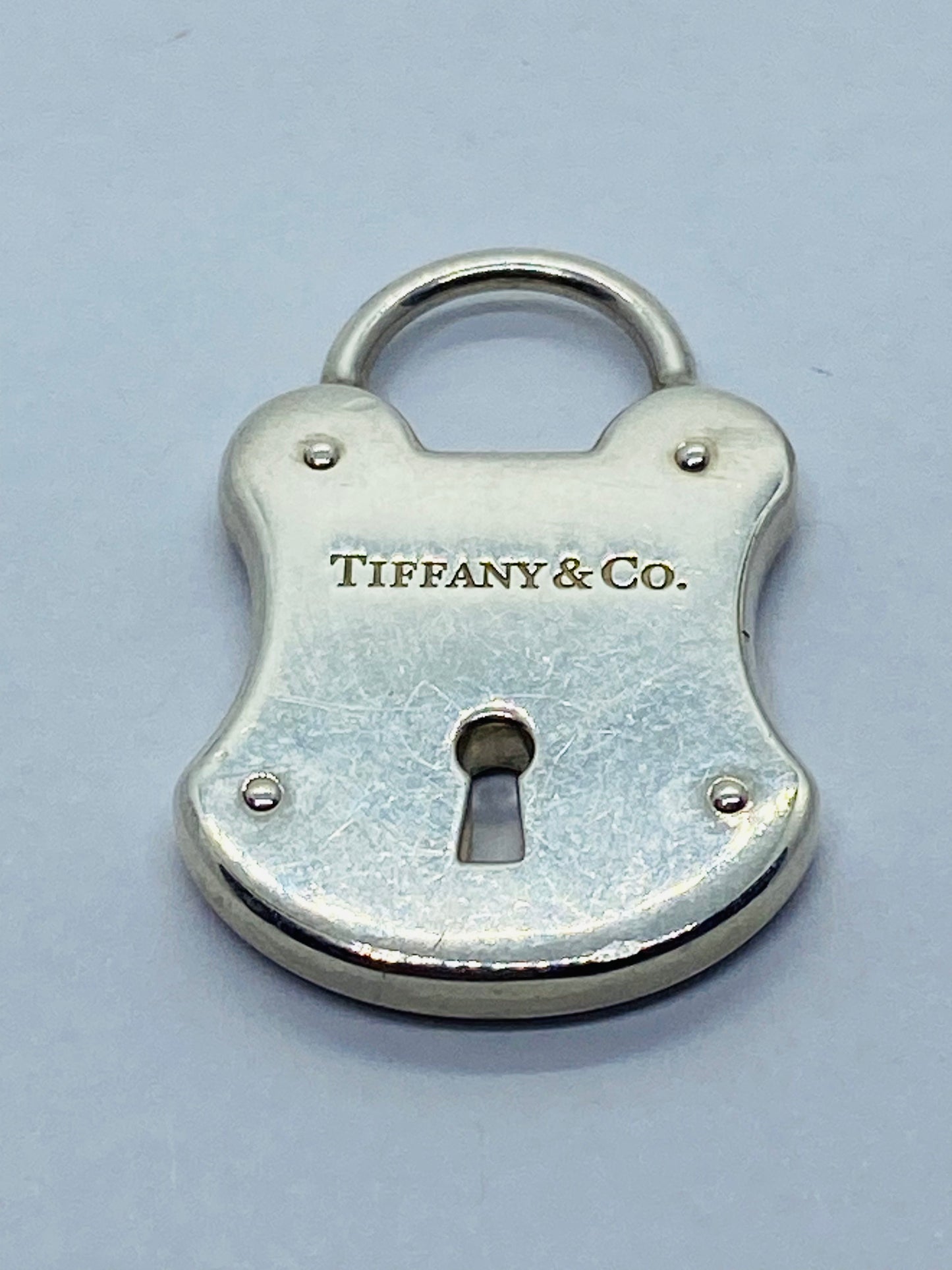 Tiffany & Co Large 925 Sterling Silver Lock Key Hole Charm Pendant 28x18mm