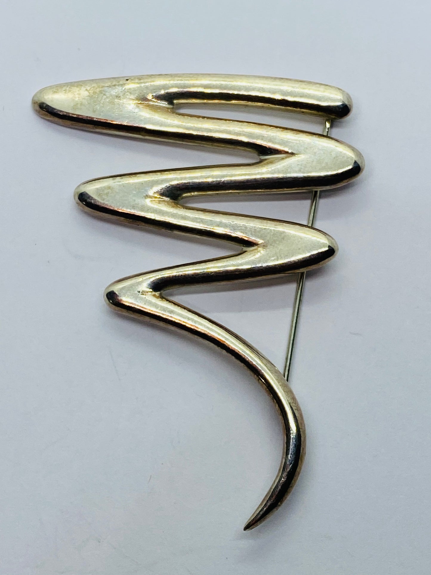 Tiffany & Co Paloma Picasso Sterling Silver Zig Zag Vintage Brooch. LARGE