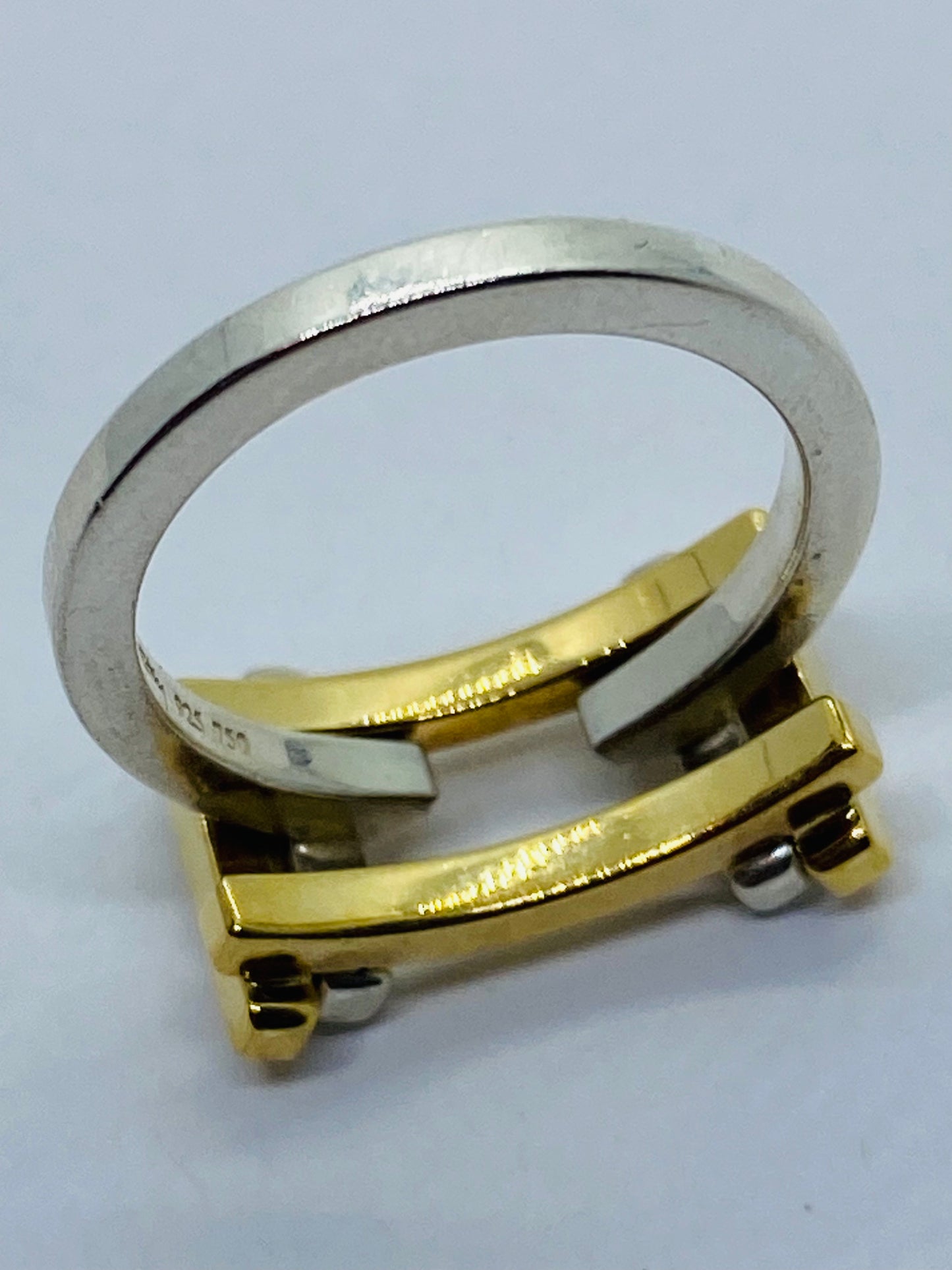 Tiffany & Co Frank Gehry Sterling 18k Gold Axis Flex Band Ring Size 5.5