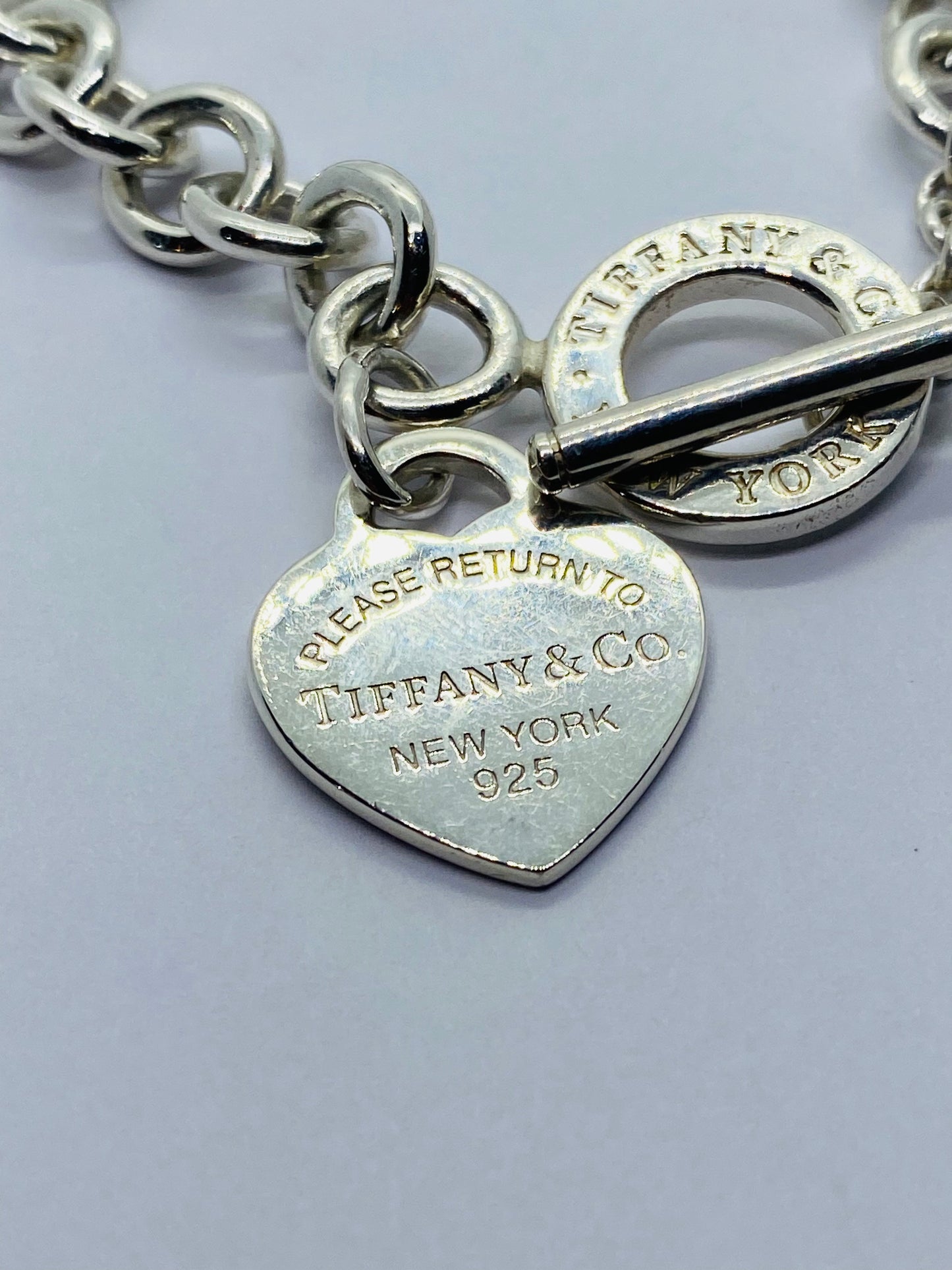$575 Return To Tiffany & Co 7.5" New Version Toggle Heart Bracelet Silver