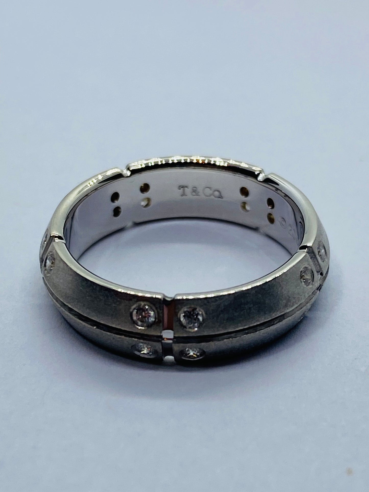 Tiffany & Co. 2000 Stream America 18K White Gold Diamond Band Ring - Size 5