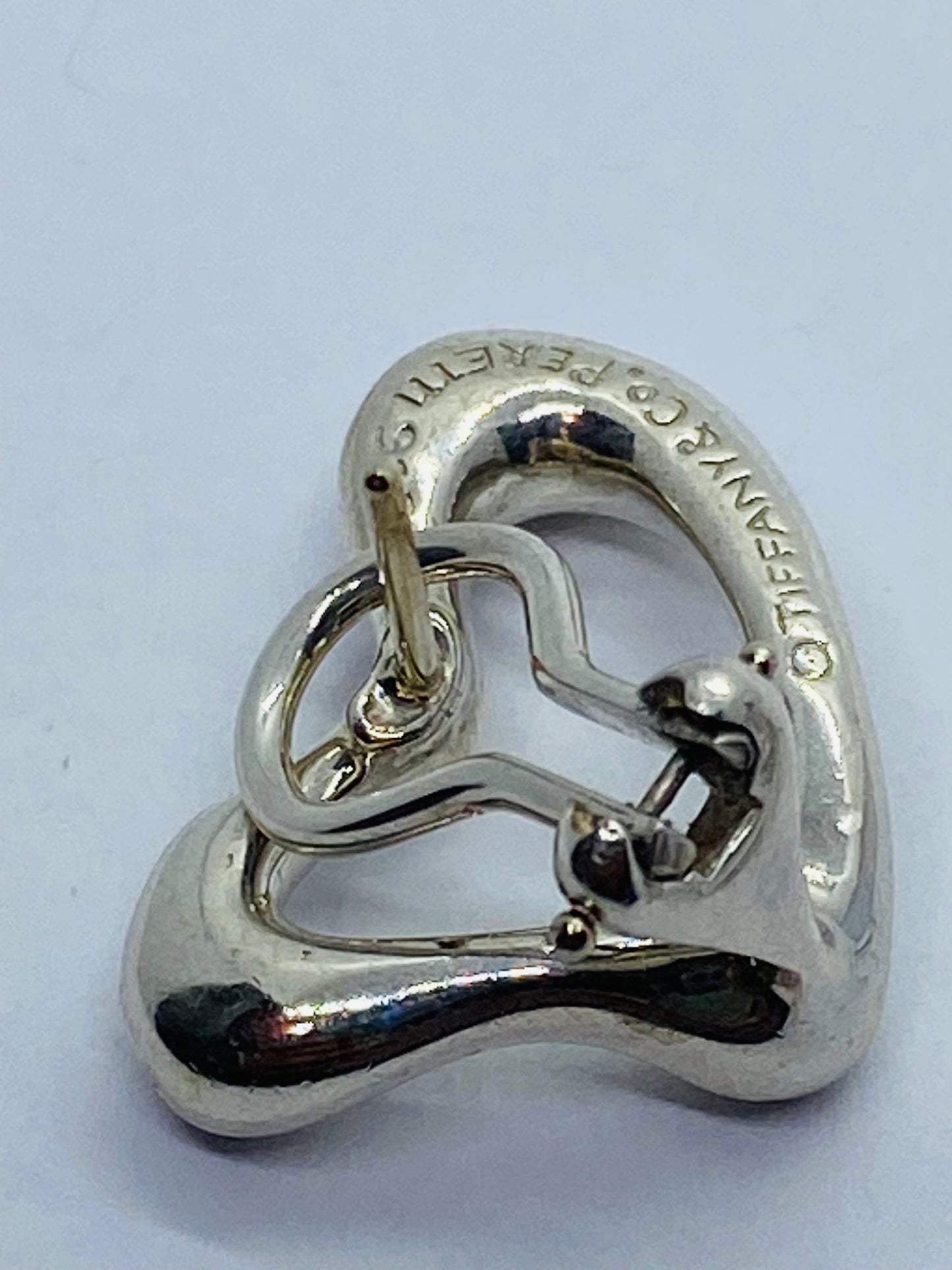 Tiffany & Co RARE Silver 925 Elsa Peretti Open Heart Clip On Earrings 18K Post