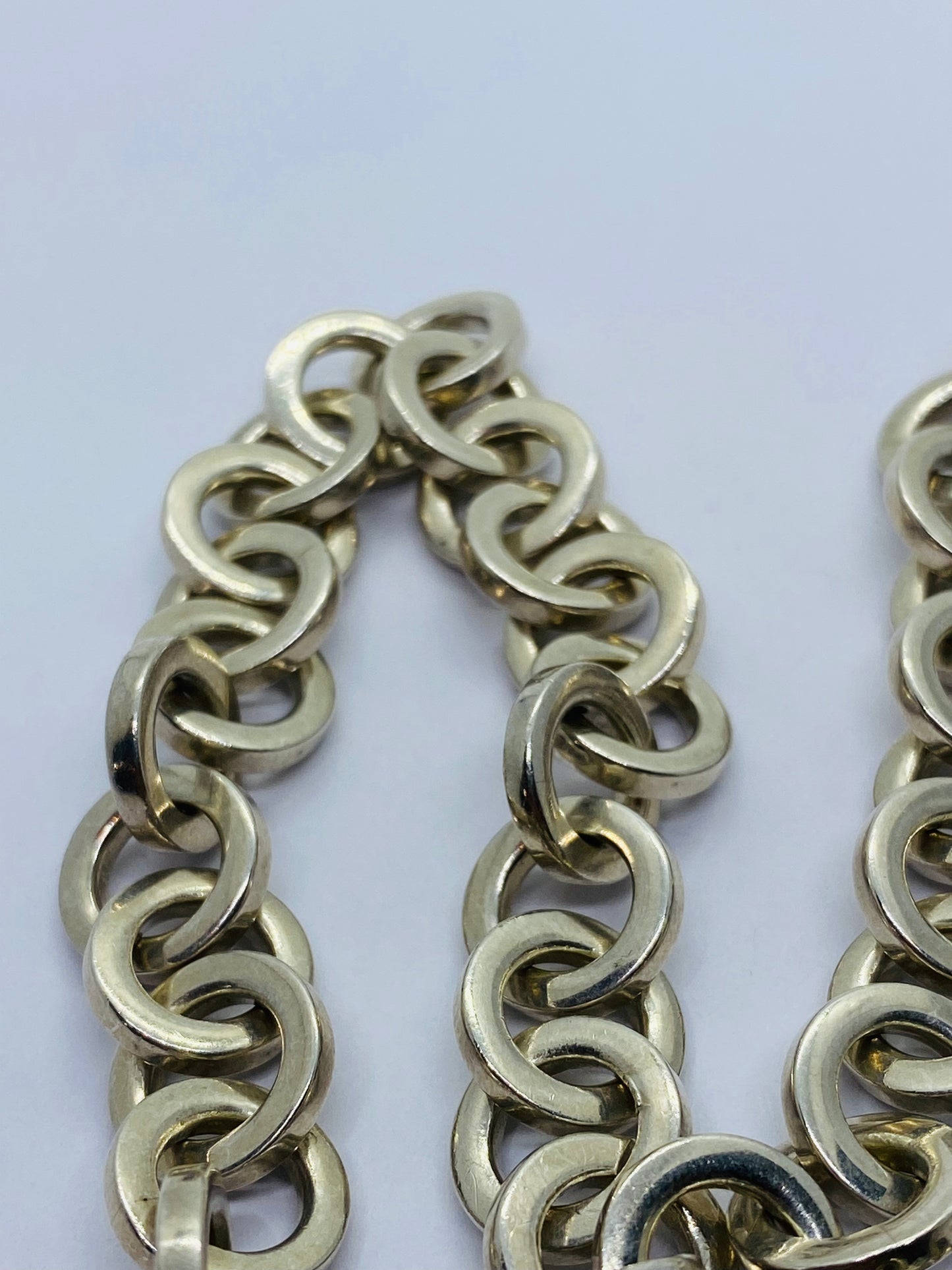 Tiffany & Co. Necklace Circle Link Sterling Silver & 18K Yellow Gold 16" Long